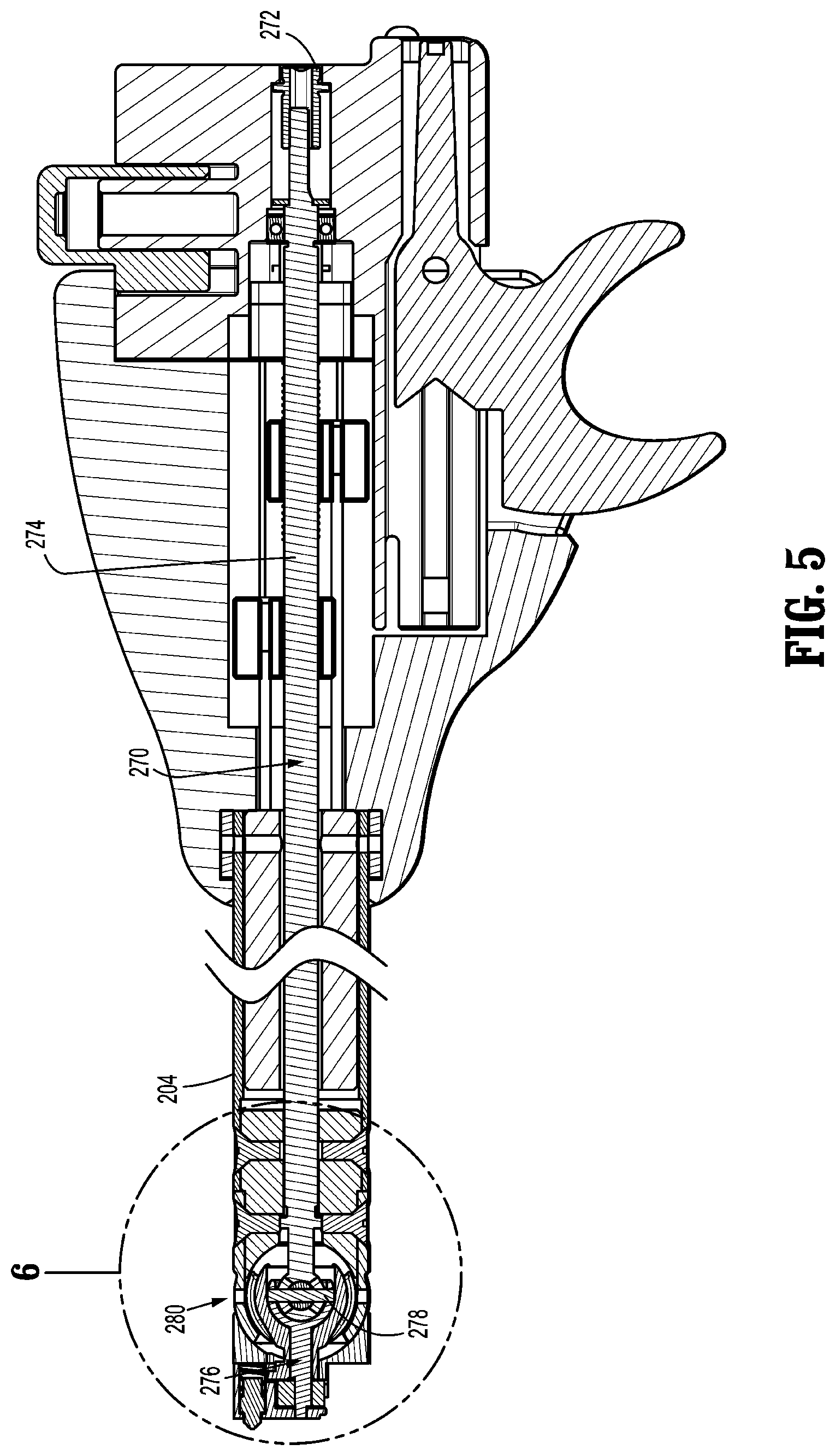 Patent US11812959 Figure 5 – Dynamically matching input and output shaft speeds of articulating adapter assemblies for surgical instruments