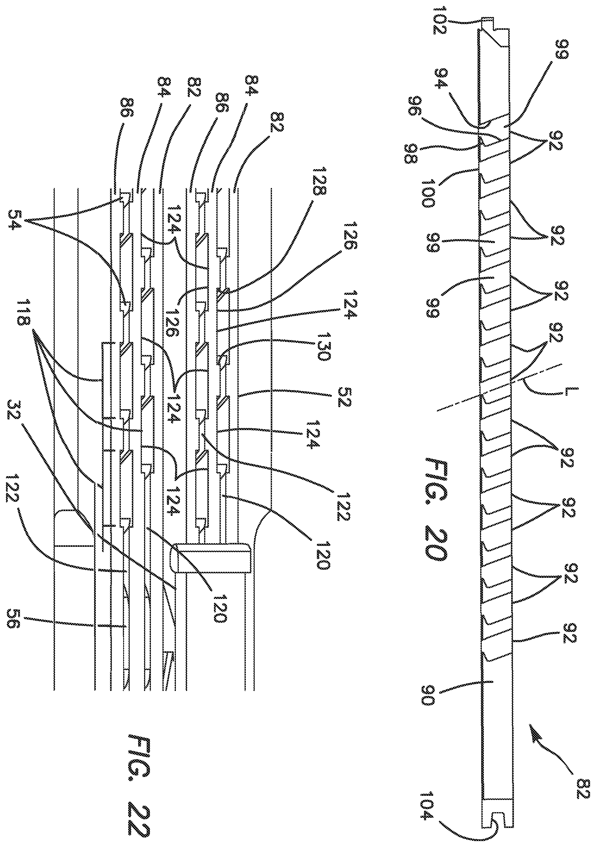Patent US11812963 Figure 12 – Surgical stapler with partial pockets