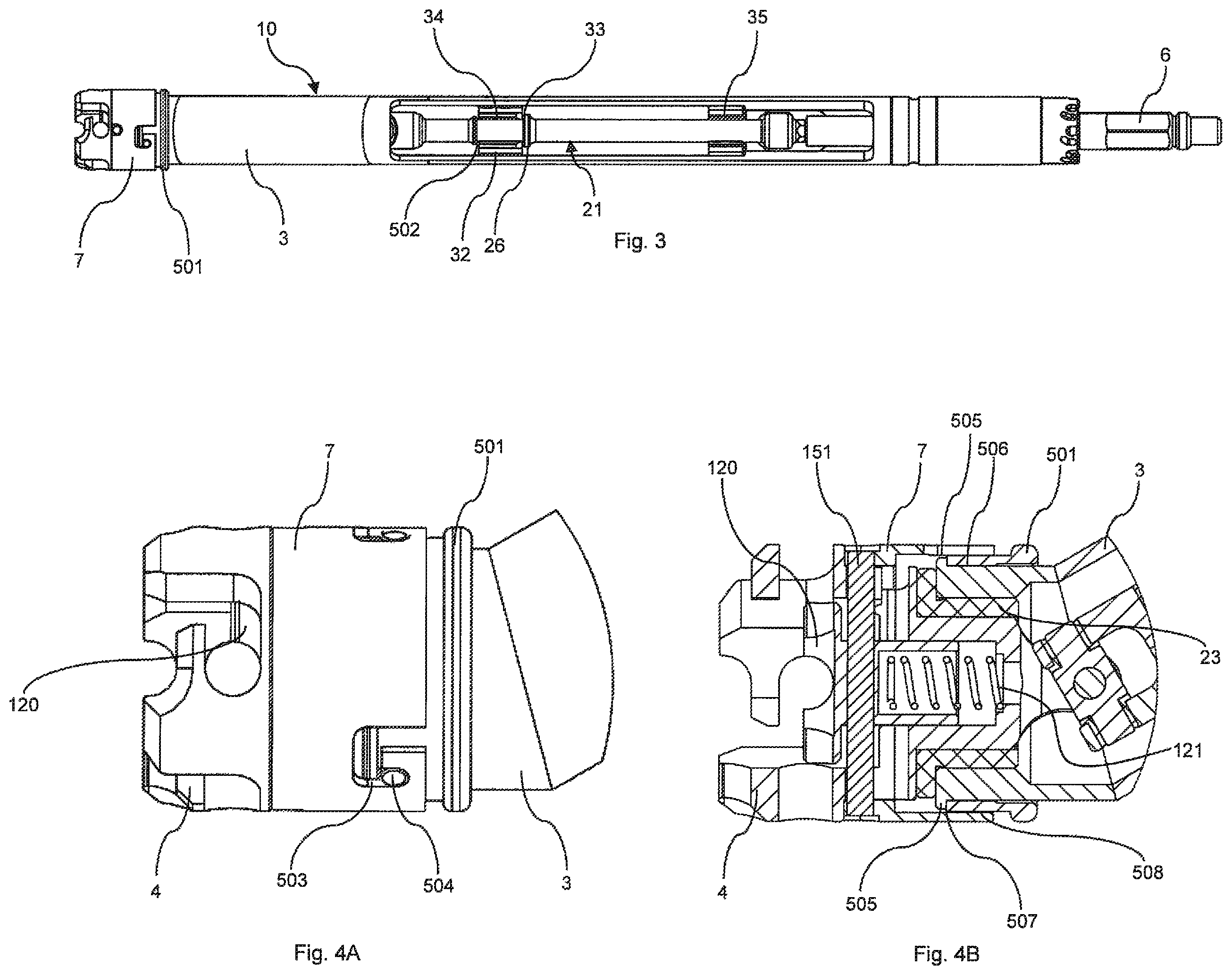 Patent US11812976 Figure 7 – Offset reamer driver with remote release mechanism