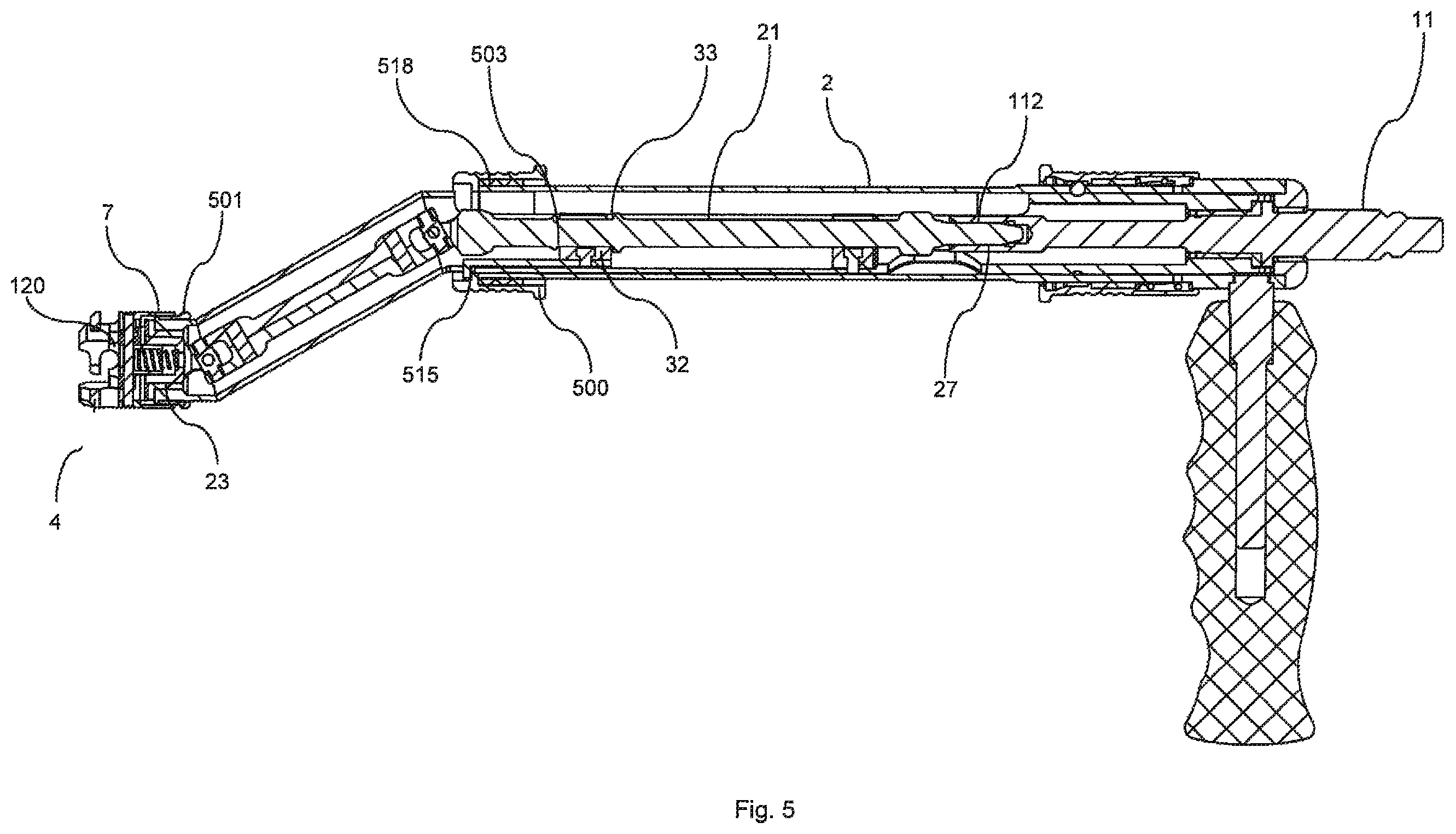 Patent US11812976 Figure 8 – Offset reamer driver with remote release mechanism