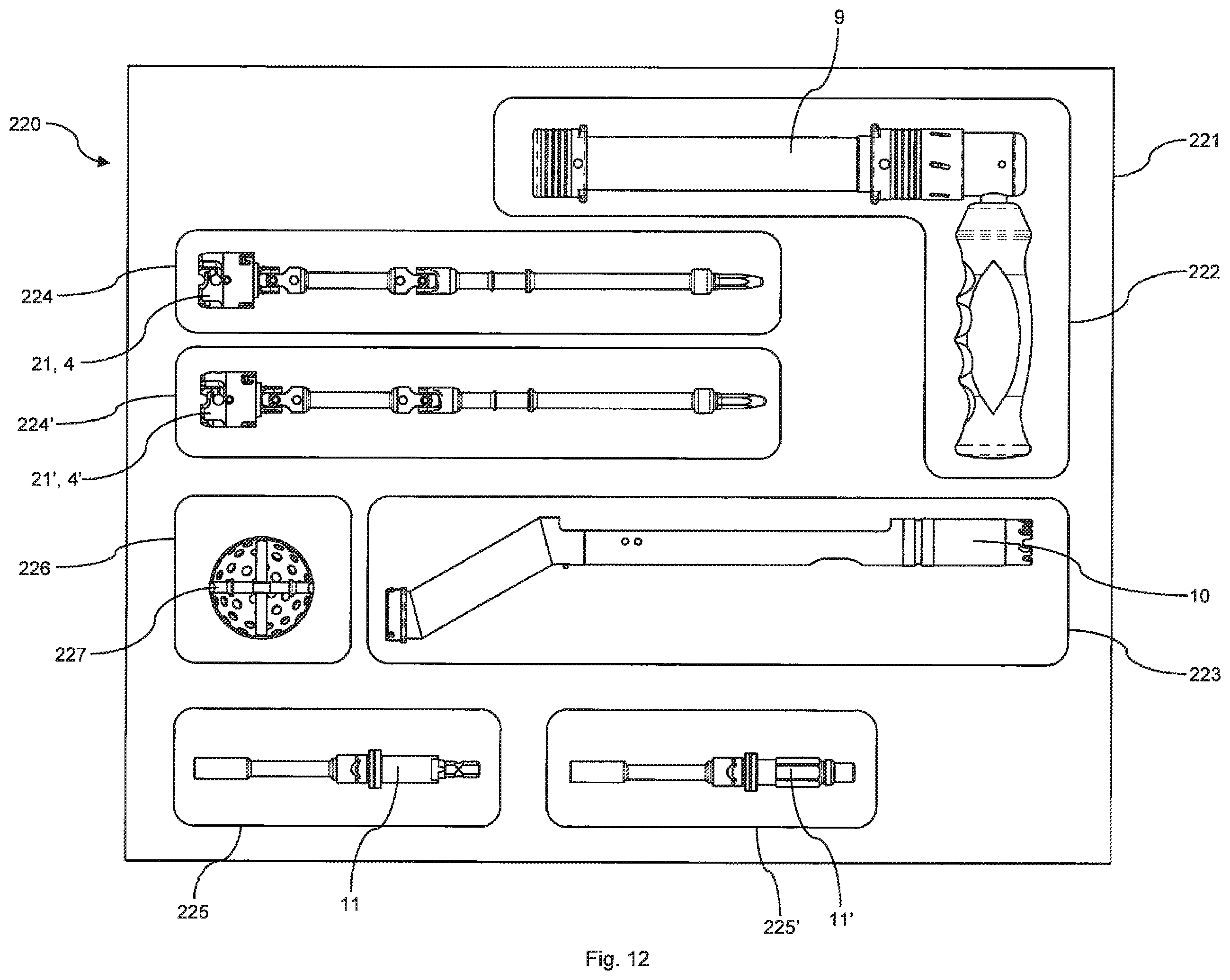 Patent US11812976 Figure 13 – Offset reamer driver with remote release mechanism