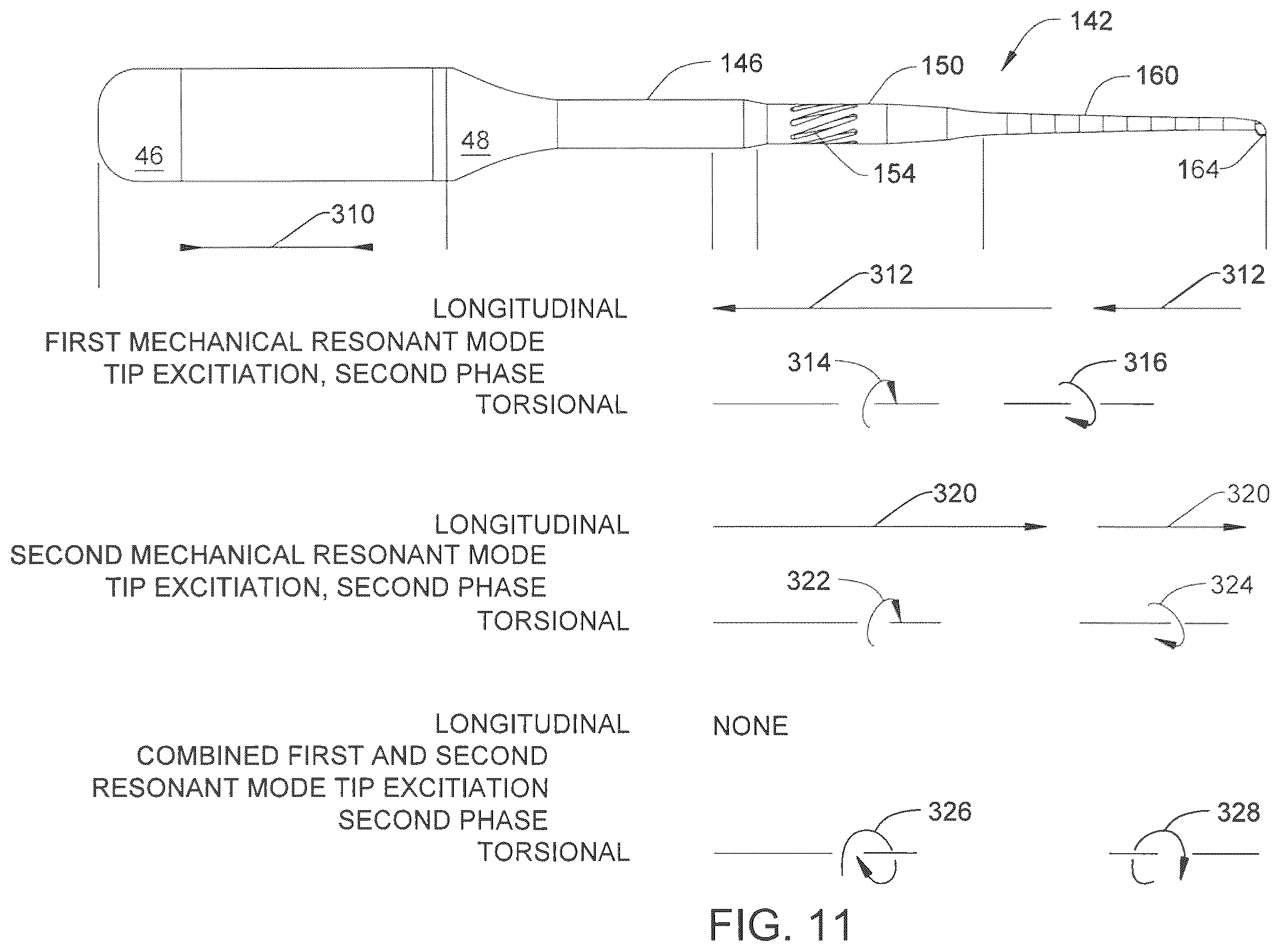 Patent US11812986 Figure 10 – Ultrasonic surgical tool system including a tip capable of simultaneous longitudinal and torsional movement and a console capable of applying a drive signal to the tip so the tip engages in substantially torsional oscillations