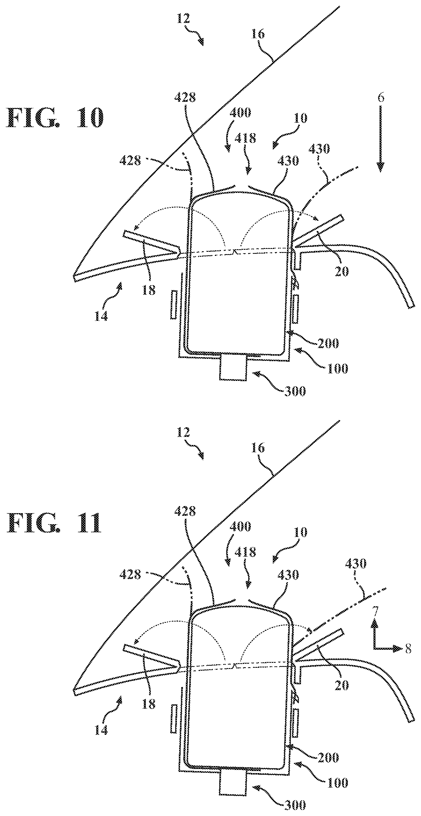 Patent US11814000 Figure 7 – Expandable deployment flaps for vehicular airbag systems