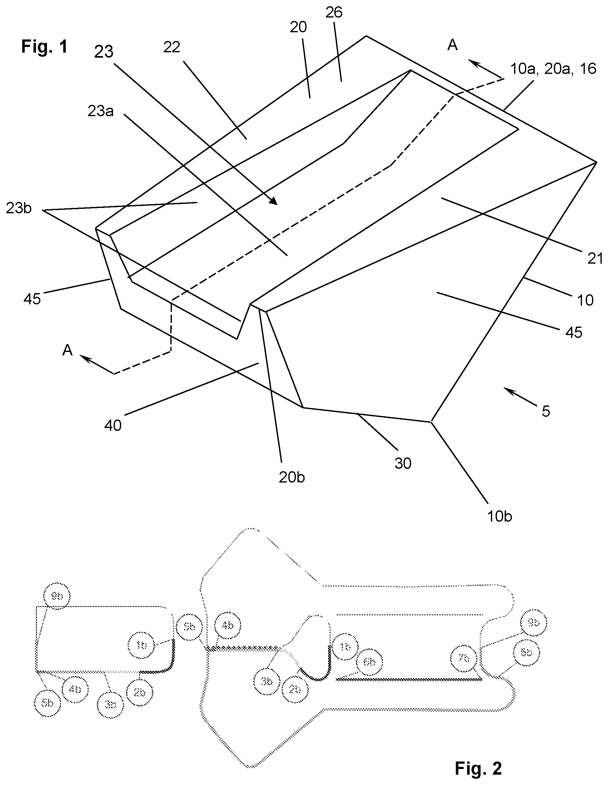 Patent US11814001 Figure 1 – Knee airbag, knee airbag module and steering assembly