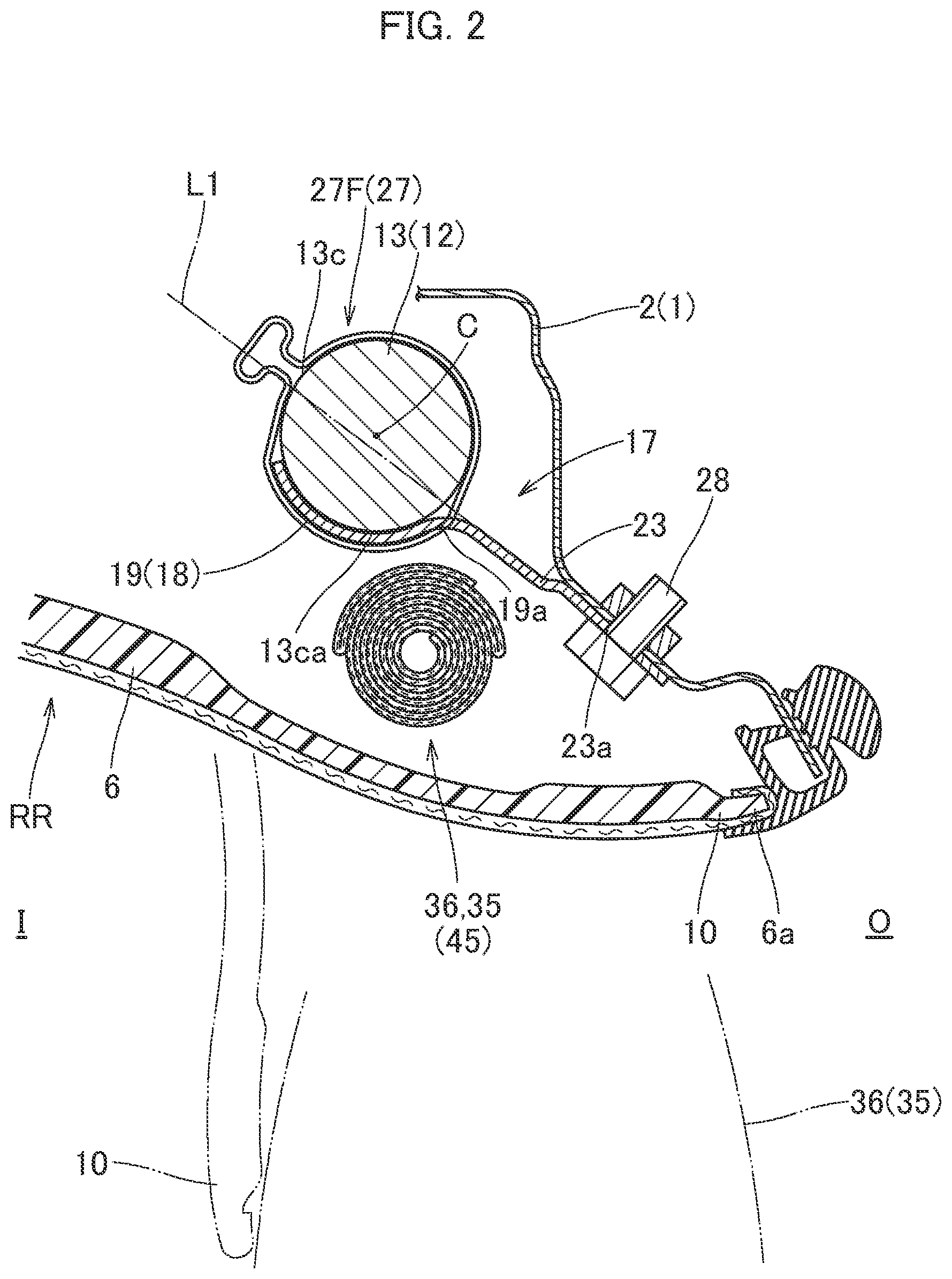 Patent US11814003 Figure 2 – Head protecting airbag device with inflator attachment bracket