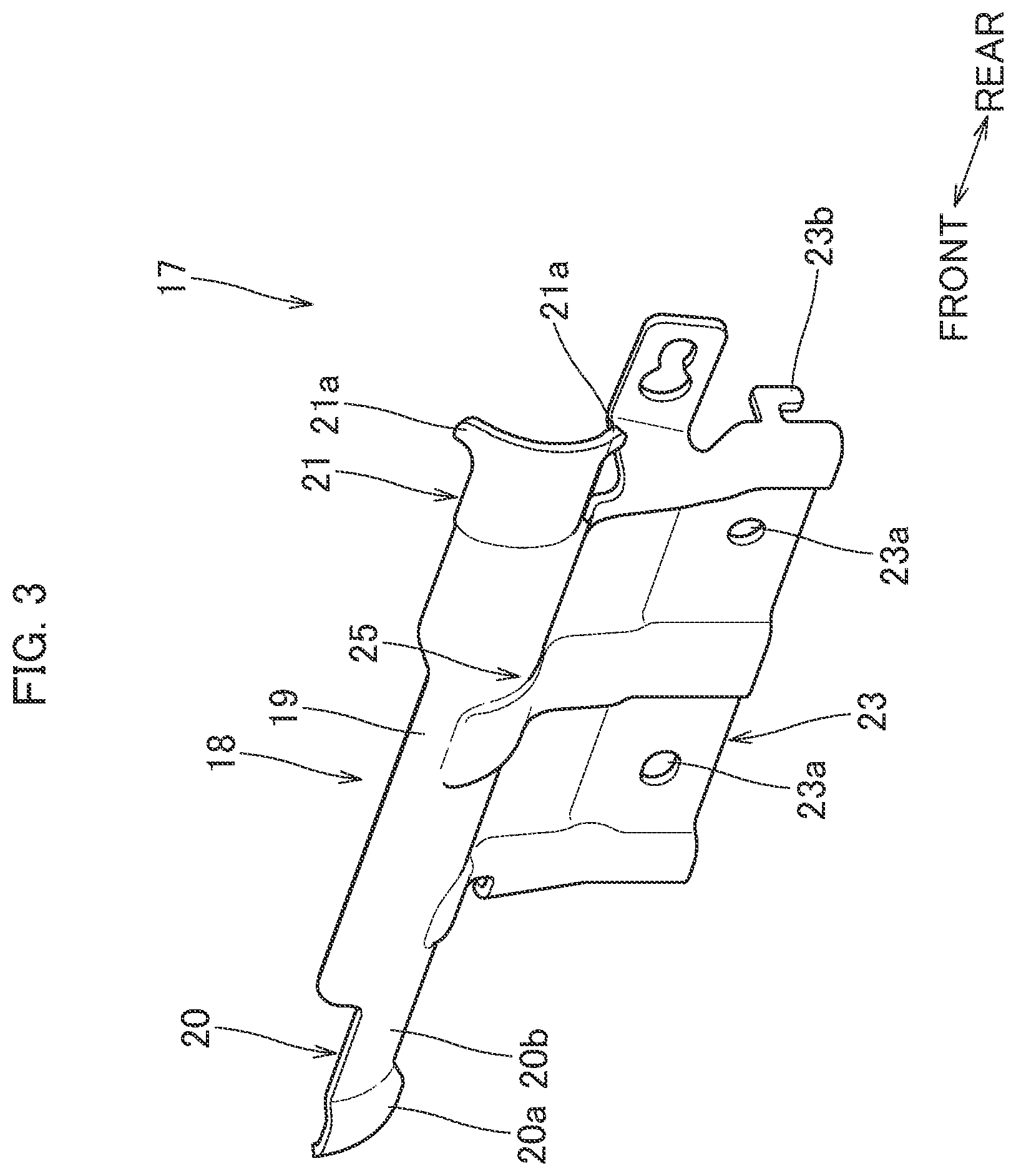 Patent US11814003 Figure 3 – Head protecting airbag device with inflator attachment bracket