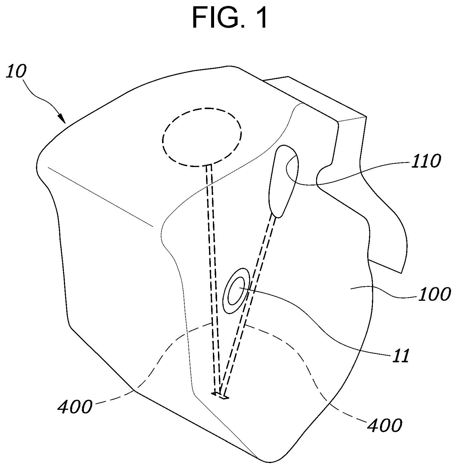 Patent US11814007 Figure 1 – Airbag device and method for manufacturing airbag cushion