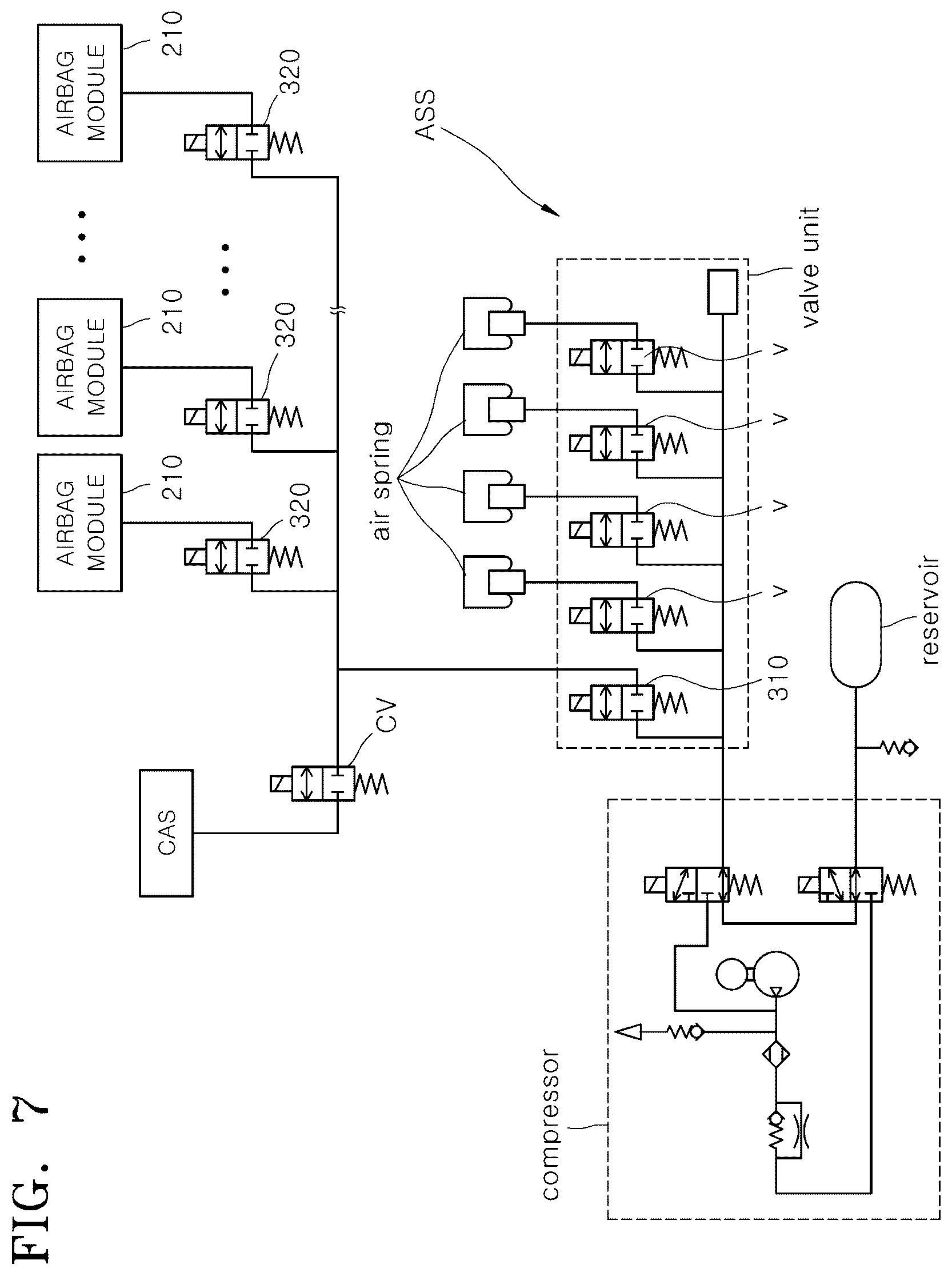 Patent US11814008 Figure 7 – Airbag device of vehicle and control method thereof