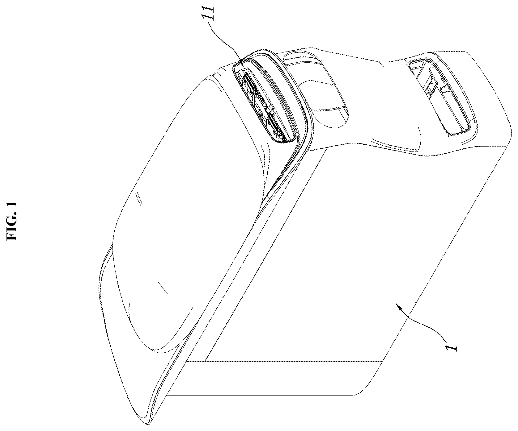 Patent US11814012 Figure 1 – Moving console for vehicle