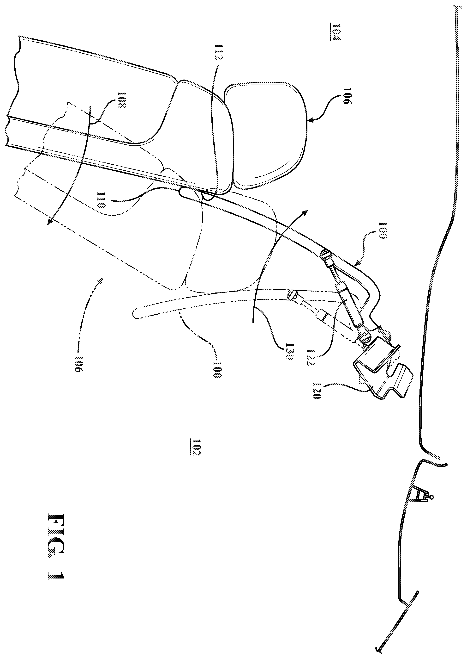 Patent US11814013 Figure 1 – Motion limiting system for vehicle accessory