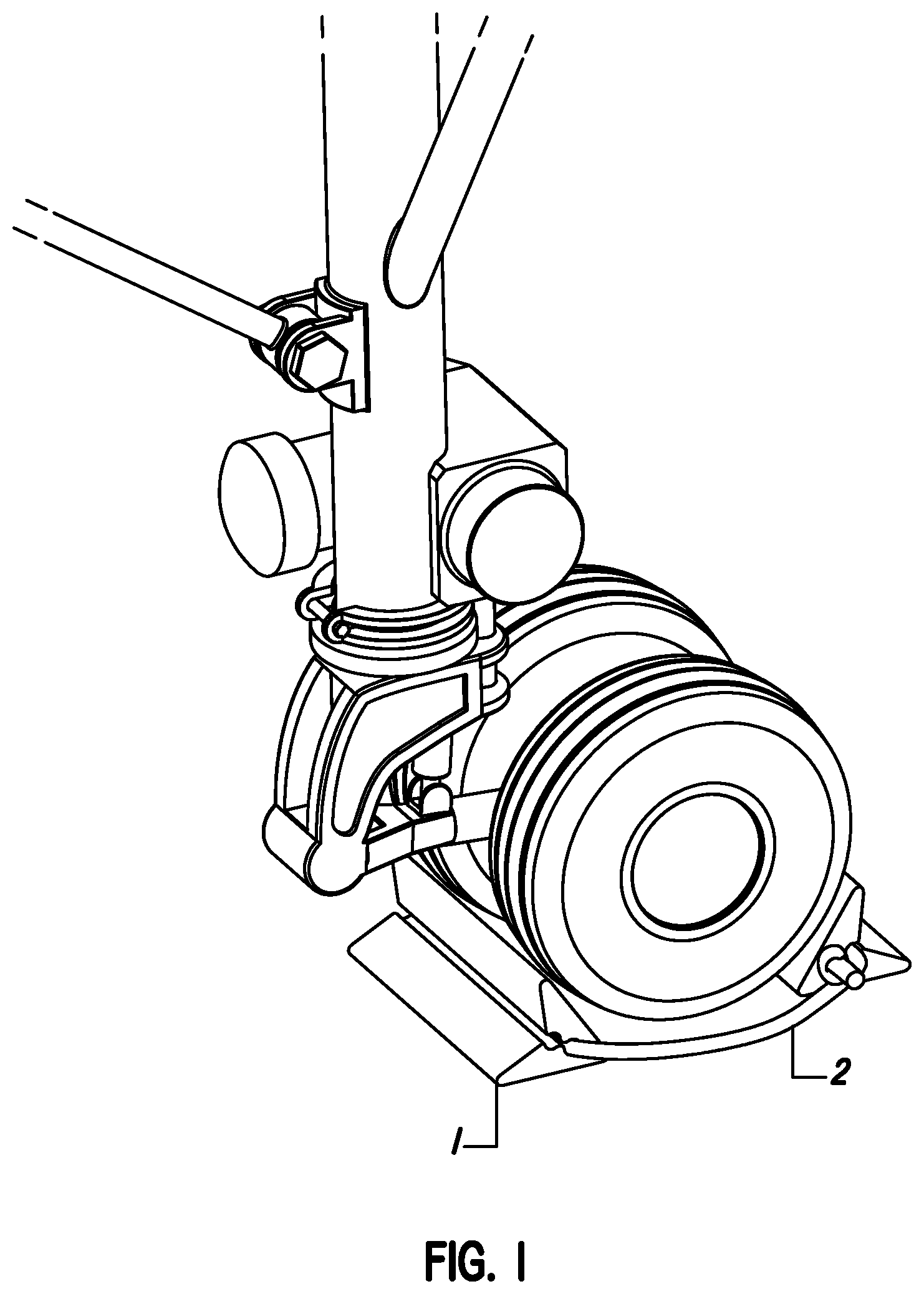 Patent US11814026 Figure 1 – Compression wheel chock system