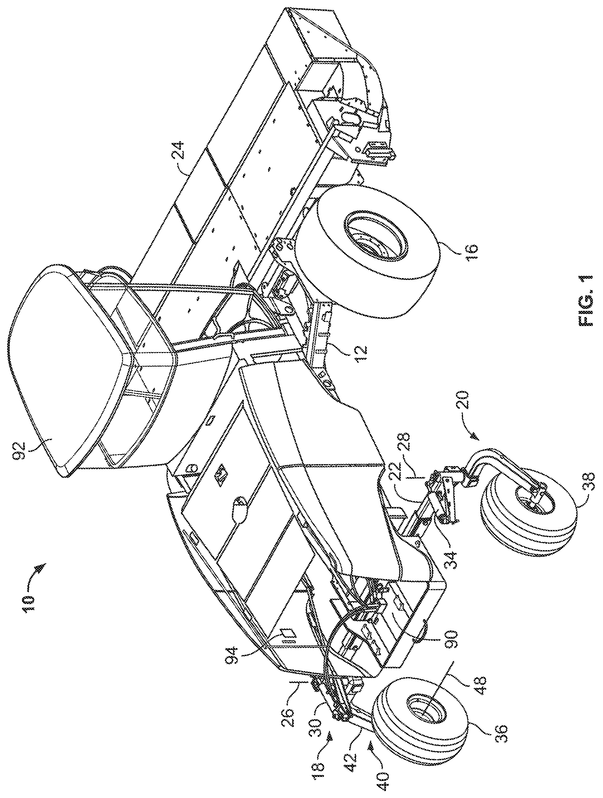 Patent US11814029 Figure 1 – Caster wheel orientation sensor assembly