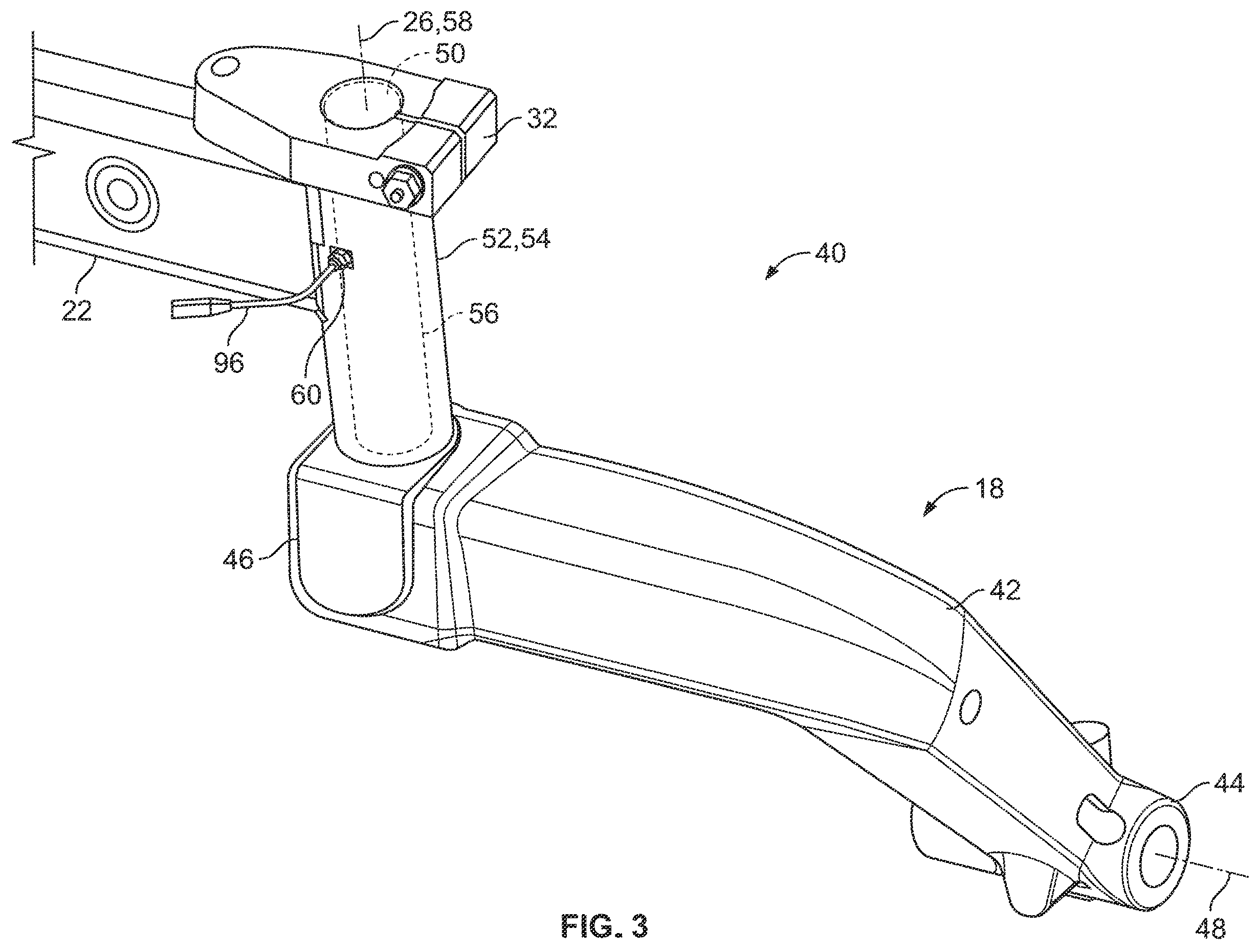 Patent US11814029 Figure 3 – Caster wheel orientation sensor assembly