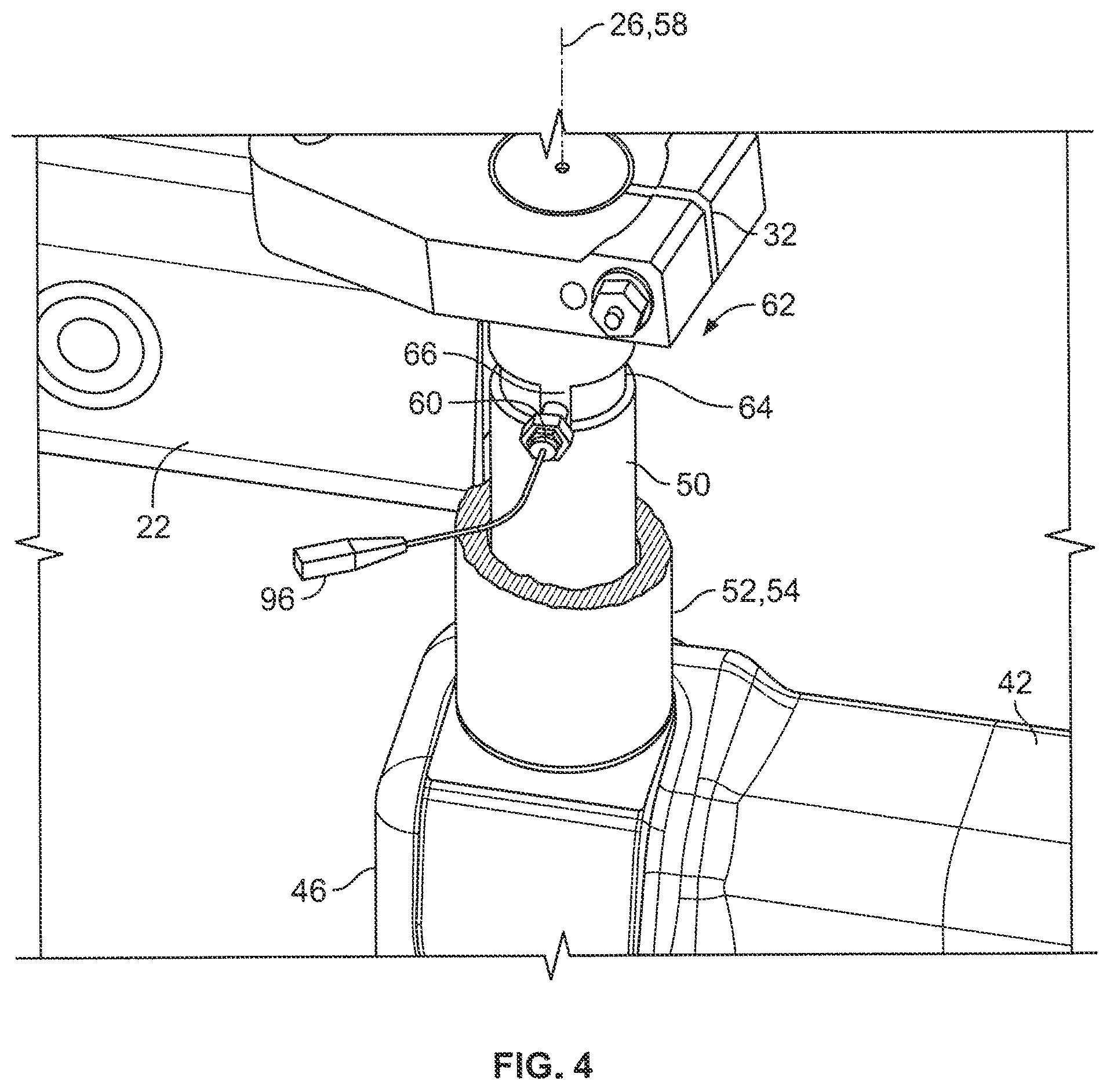 Patent US11814029 Figure 4 – Caster wheel orientation sensor assembly