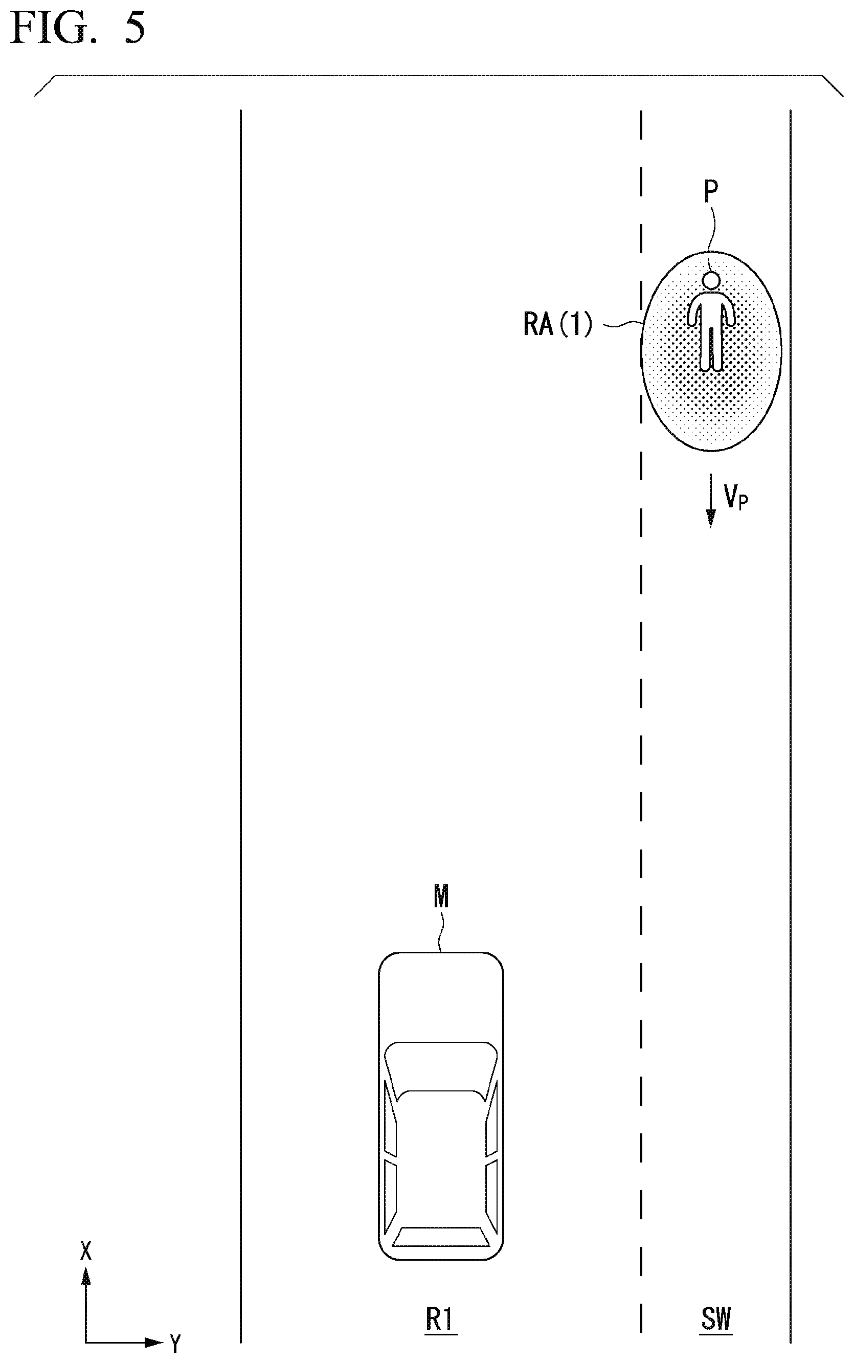 Patent US11814041 Figure 5 – Vehicle control device, vehicle control method, and storage medium that performs risk calculation for traffic participant