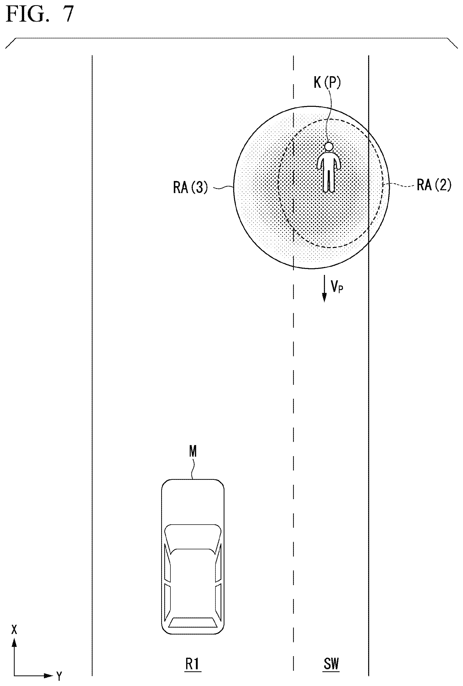 Patent US11814041 Figure 7 – Vehicle control device, vehicle control method, and storage medium that performs risk calculation for traffic participant