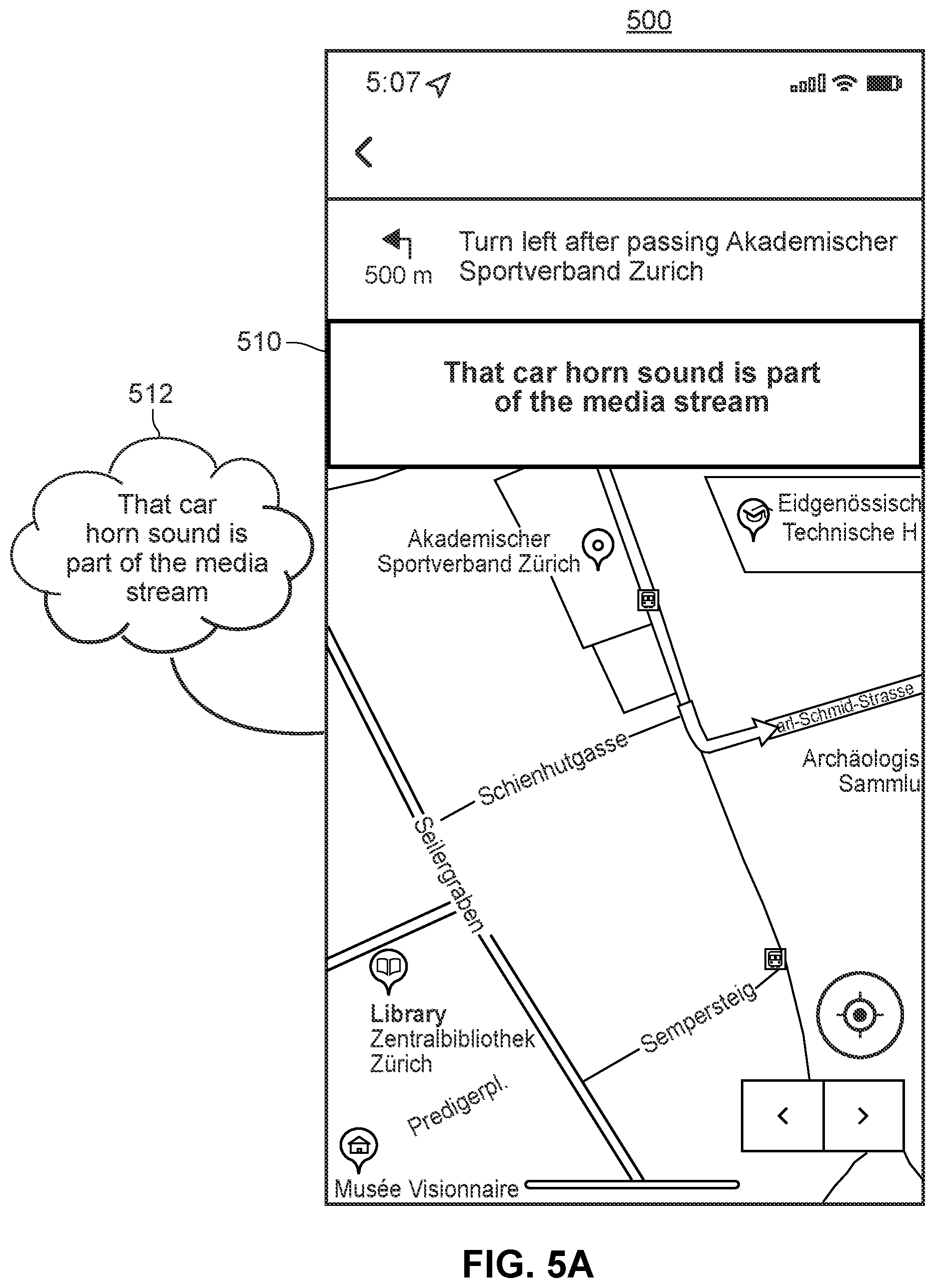 Patent US11814062 Figure 5 – Detecting and handling driving event sounds during a navigation session