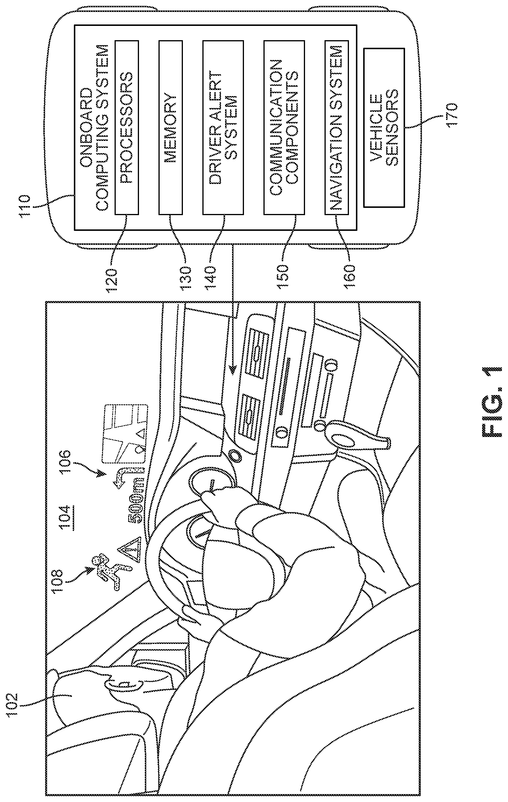 Patent US11814065 Figure 1 – Intelligent vehicle guidance for improved driving safety