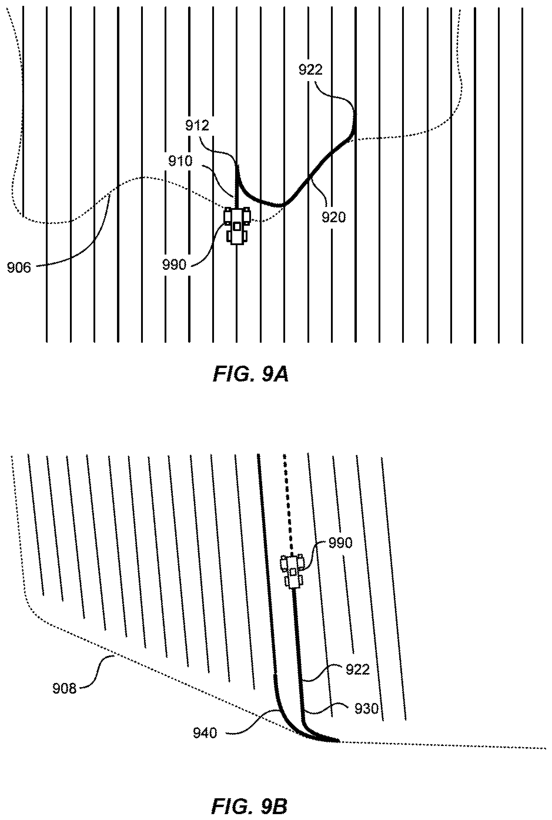 Patent US11814074 Figure 11 – Headland-following turns