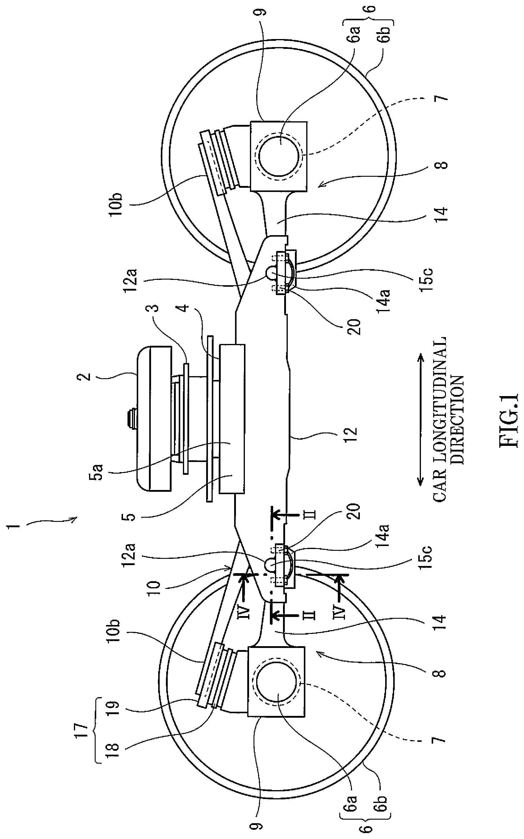 Patent US11814087 Figure 1 – Support structure of railcar bogie and method of supporting railcar bogie