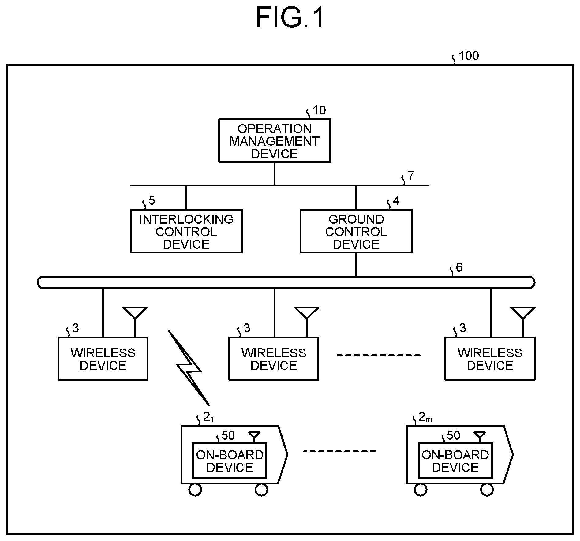 Patent US11814090 Figure 1 – Railroad system, operation management device, operation management method, and non-transitory storage medium to store operation management program