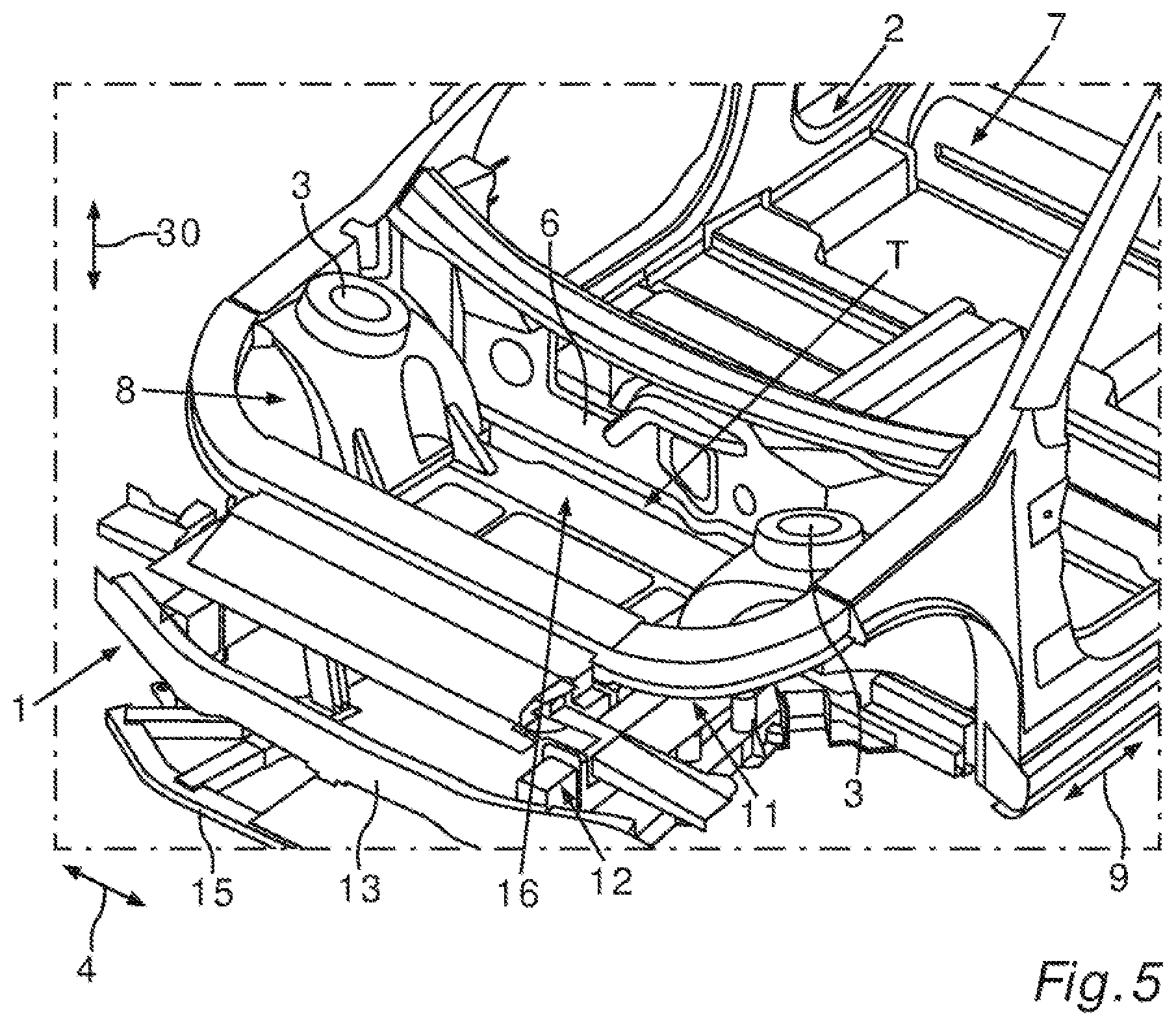 Patent US11814101 Figure 4 – Front end structure for a motor vehicle, in particular for a passenger vehicle, and motor vehicle, in particular passenger vehicle