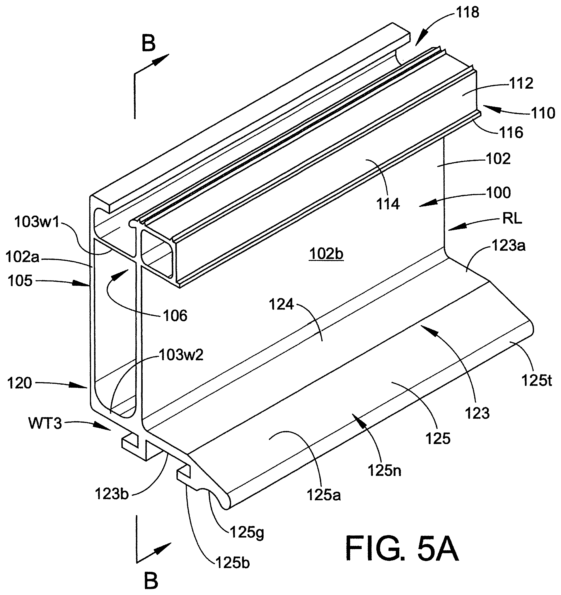 Patent US11814103 Figure 5 – Side rail with flat hook retaining feature
