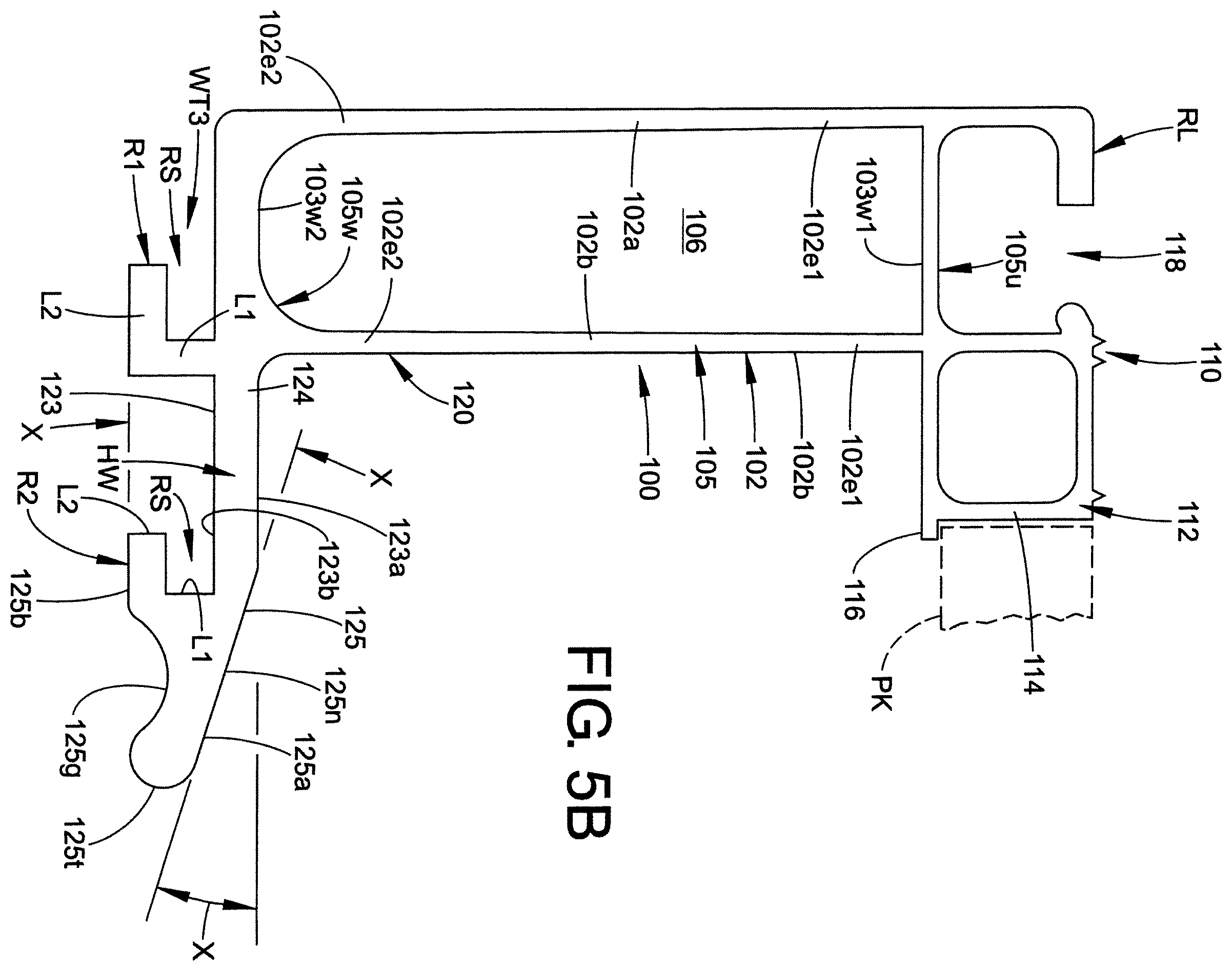 Patent US11814103 Figure 6 – Side rail with flat hook retaining feature