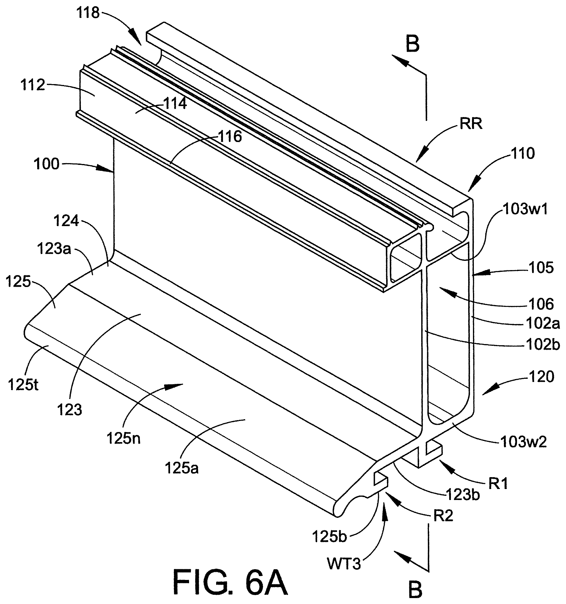 Patent US11814103 Figure 7 – Side rail with flat hook retaining feature