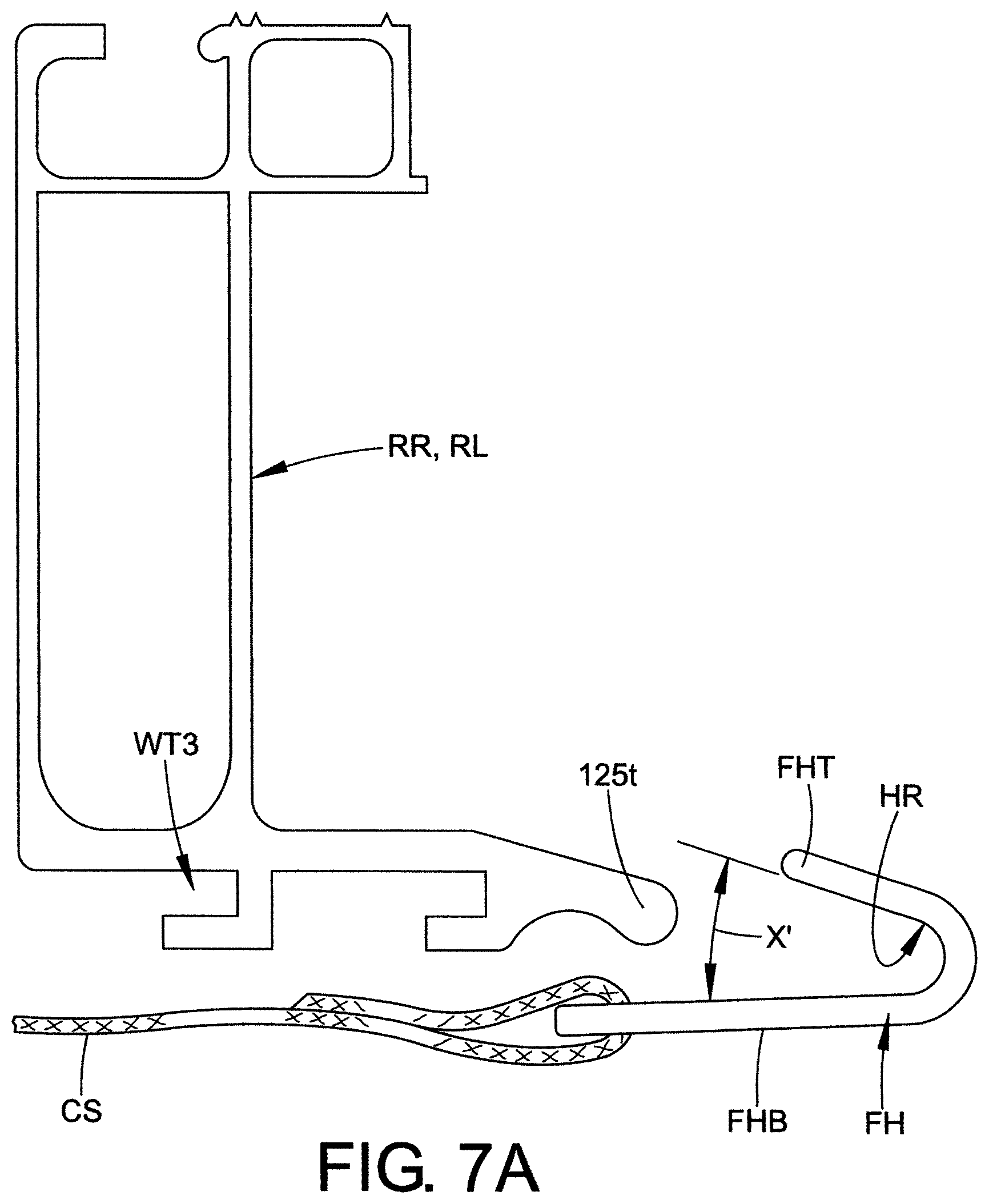 Patent US11814103 Figure 9 – Side rail with flat hook retaining feature