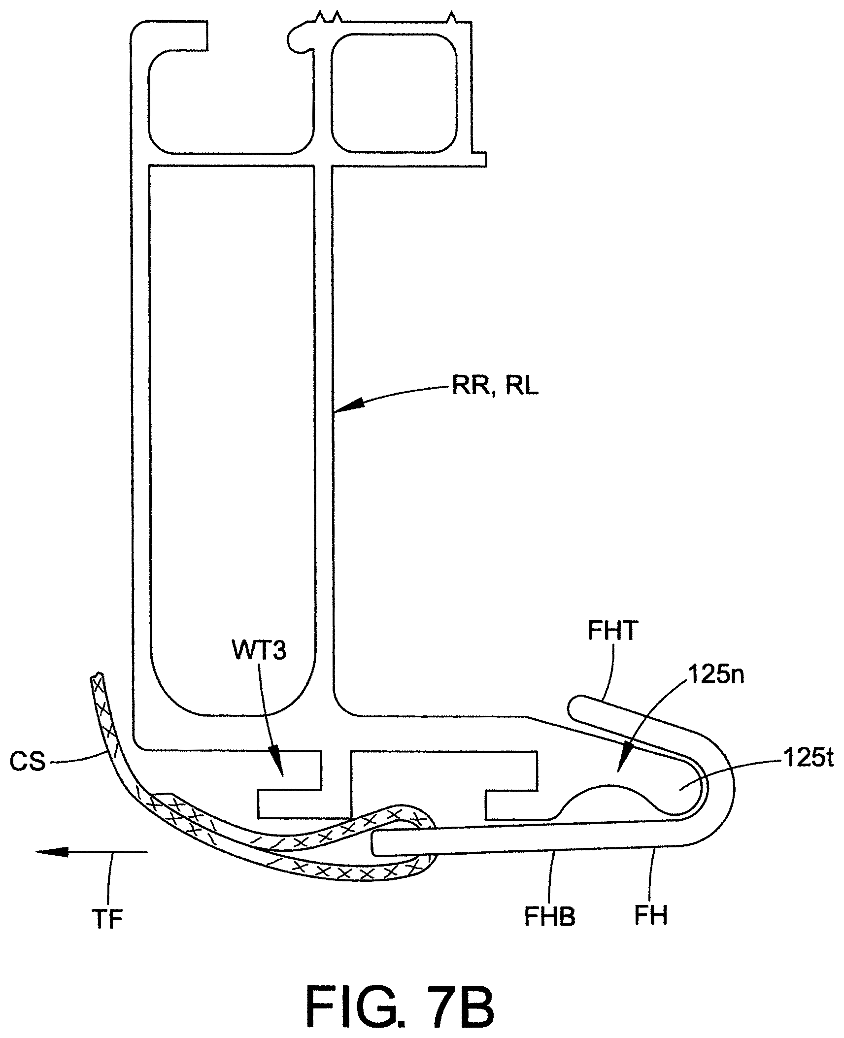 Patent US11814103 Figure 10 – Side rail with flat hook retaining feature
