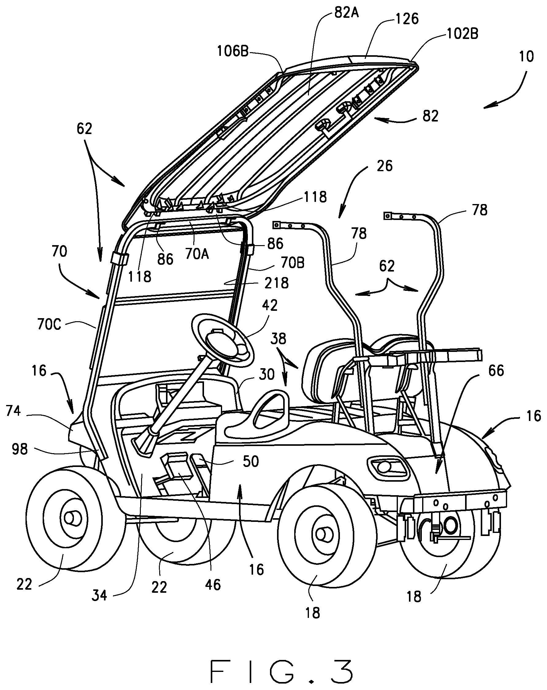 Patent US11814106 Figure 3 – Canopy for lightweight vehicle