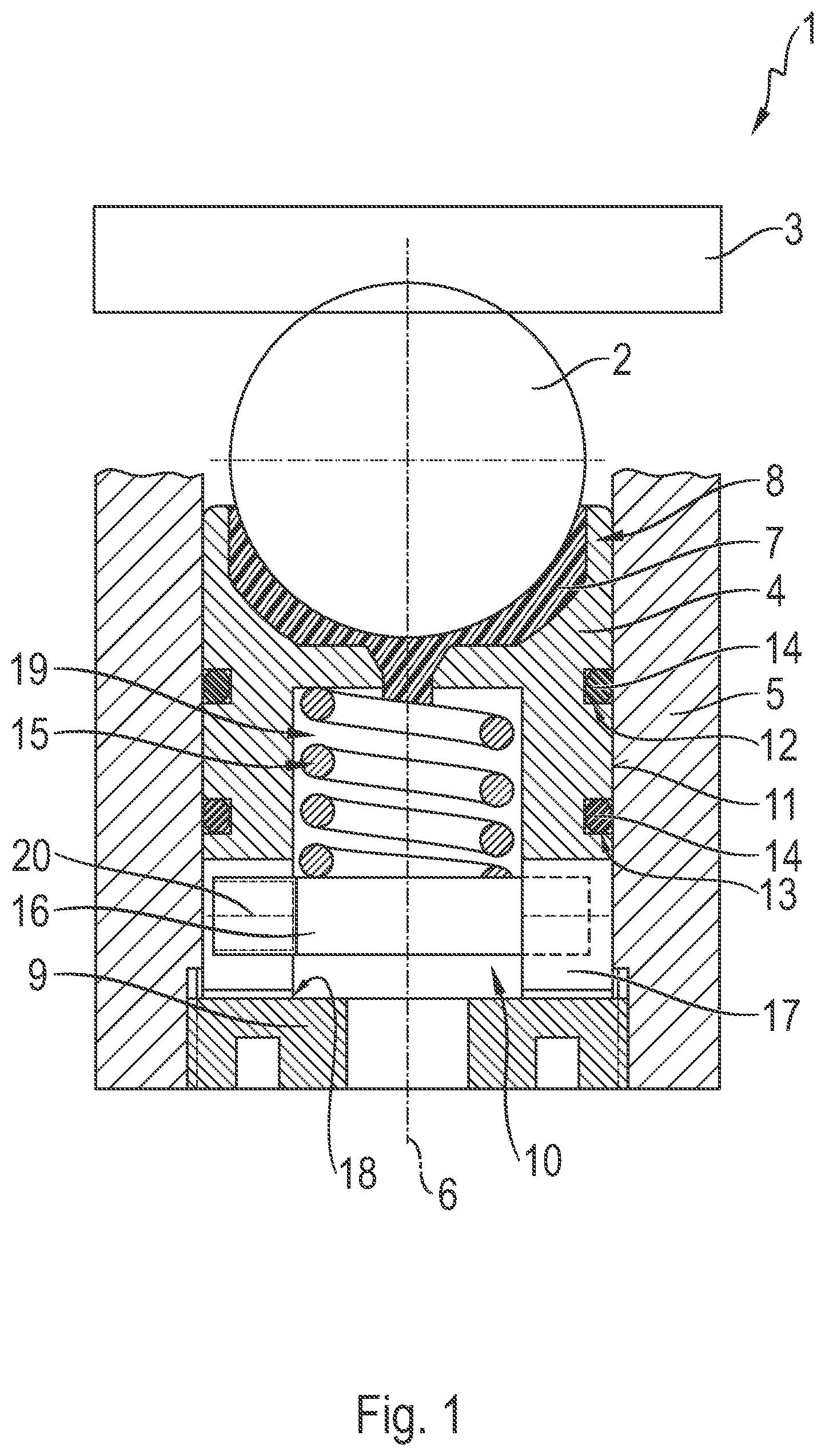 Patent US11814111 Figure 1 – Apparatus for pressing a rack onto a pinion, and steering system for a motor vehicle with an apparatus of this type