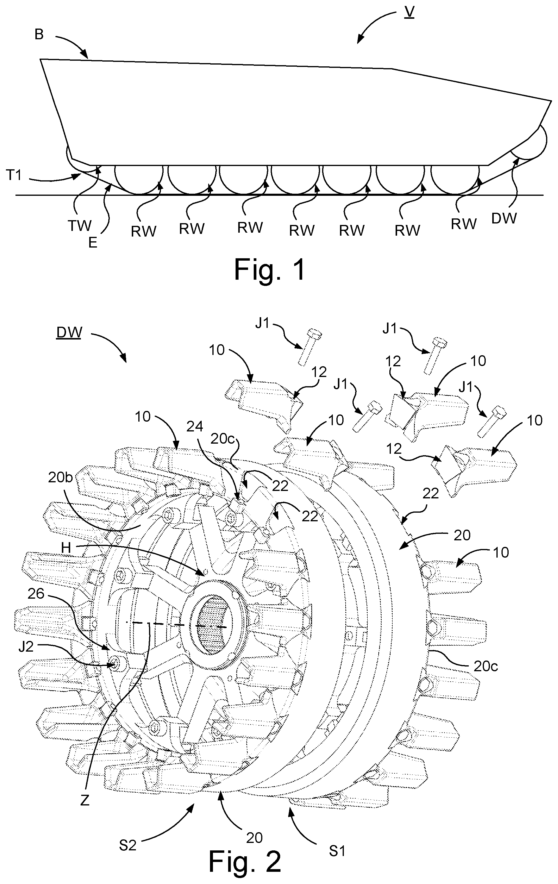 Patent US11814119 Figure 1 – Arrangement of a drive wheel for an endless track of a tracked vehicle