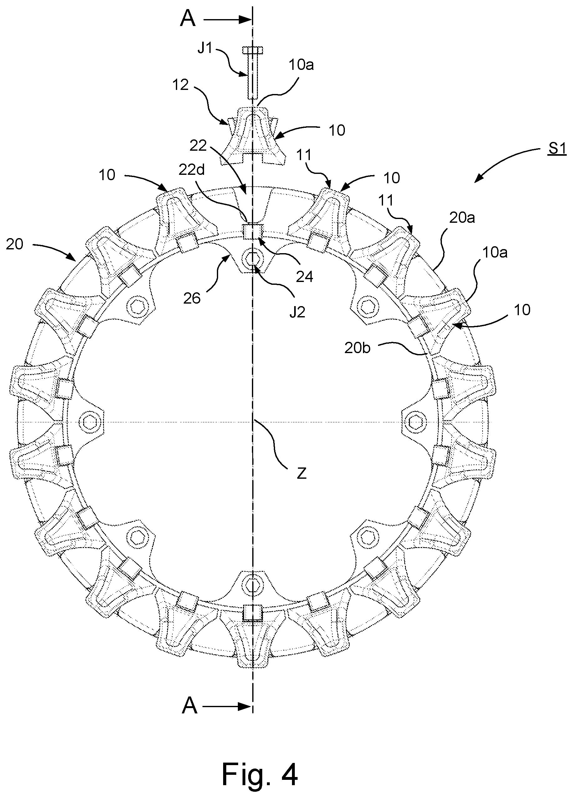 Patent US11814119 Figure 3 – Arrangement of a drive wheel for an endless track of a tracked vehicle