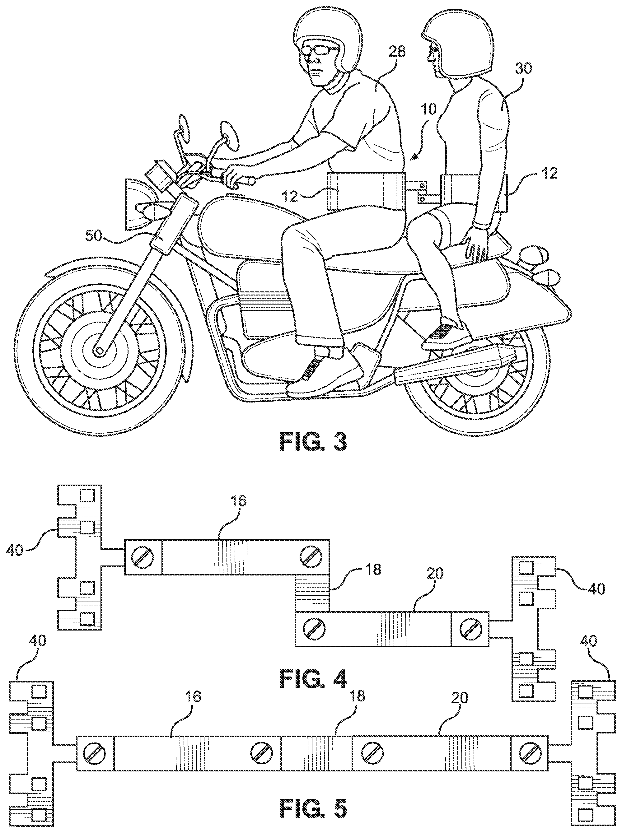 Patent US11814124 Figure 2 – Securement apparatus for connecting riders together on a vehicle