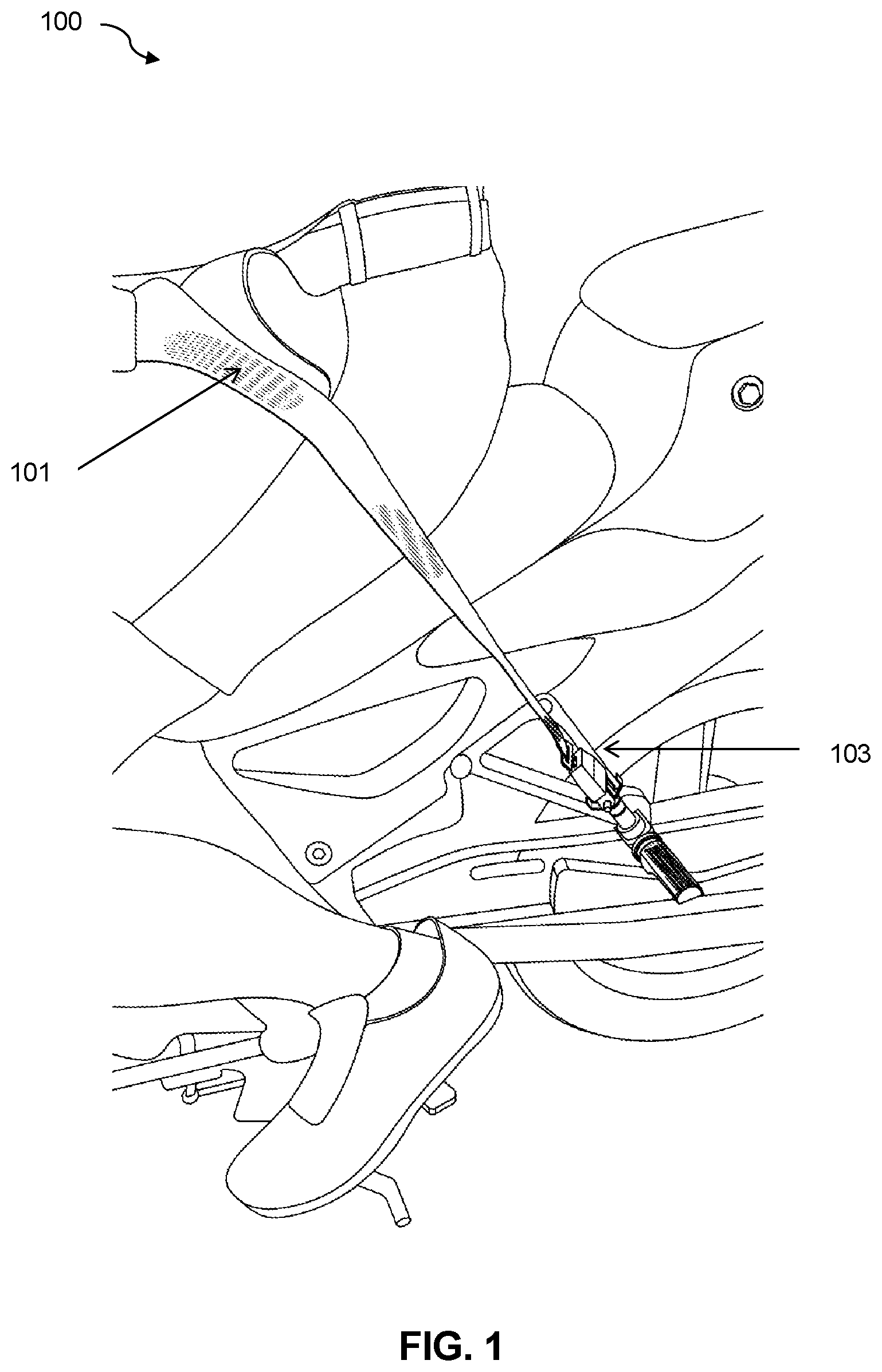 Patent US11814125 Figure 1 – Self-releasable safely belt