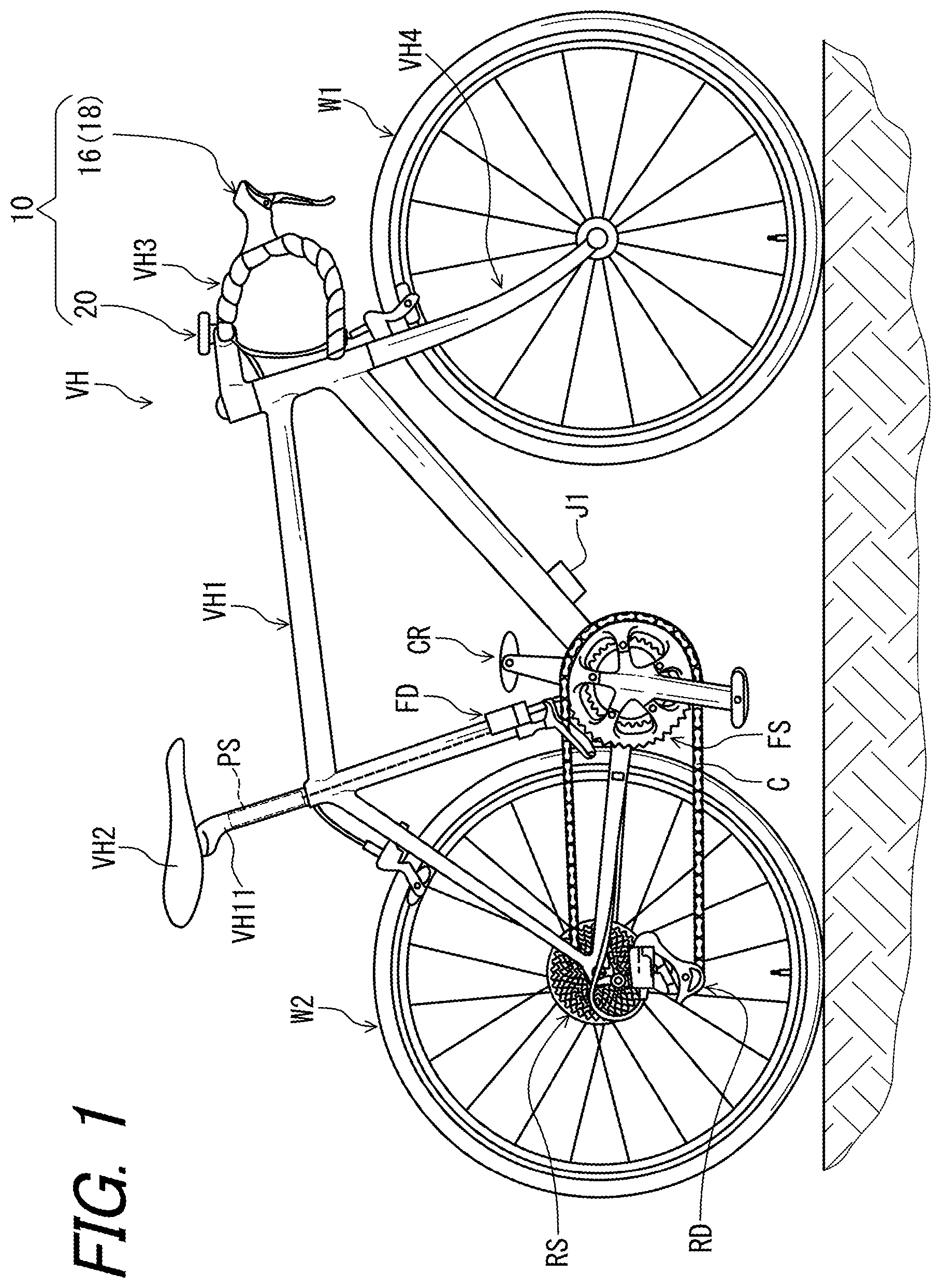 Patent US11814128 Figure 1 – Operating device and operating system for human-powered vehicle