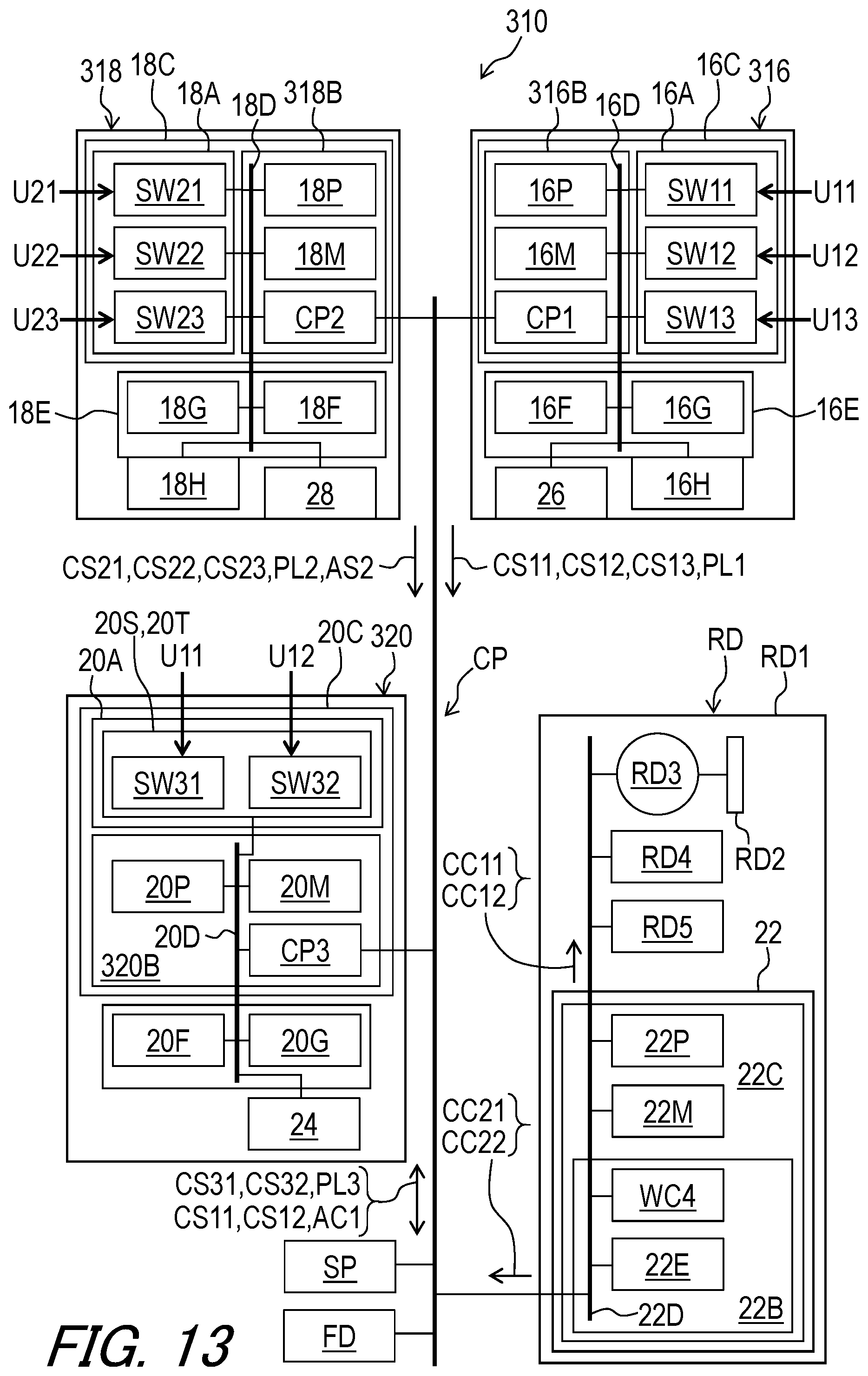 Patent US11814128 Figure 13 – Operating device and operating system for human-powered vehicle
