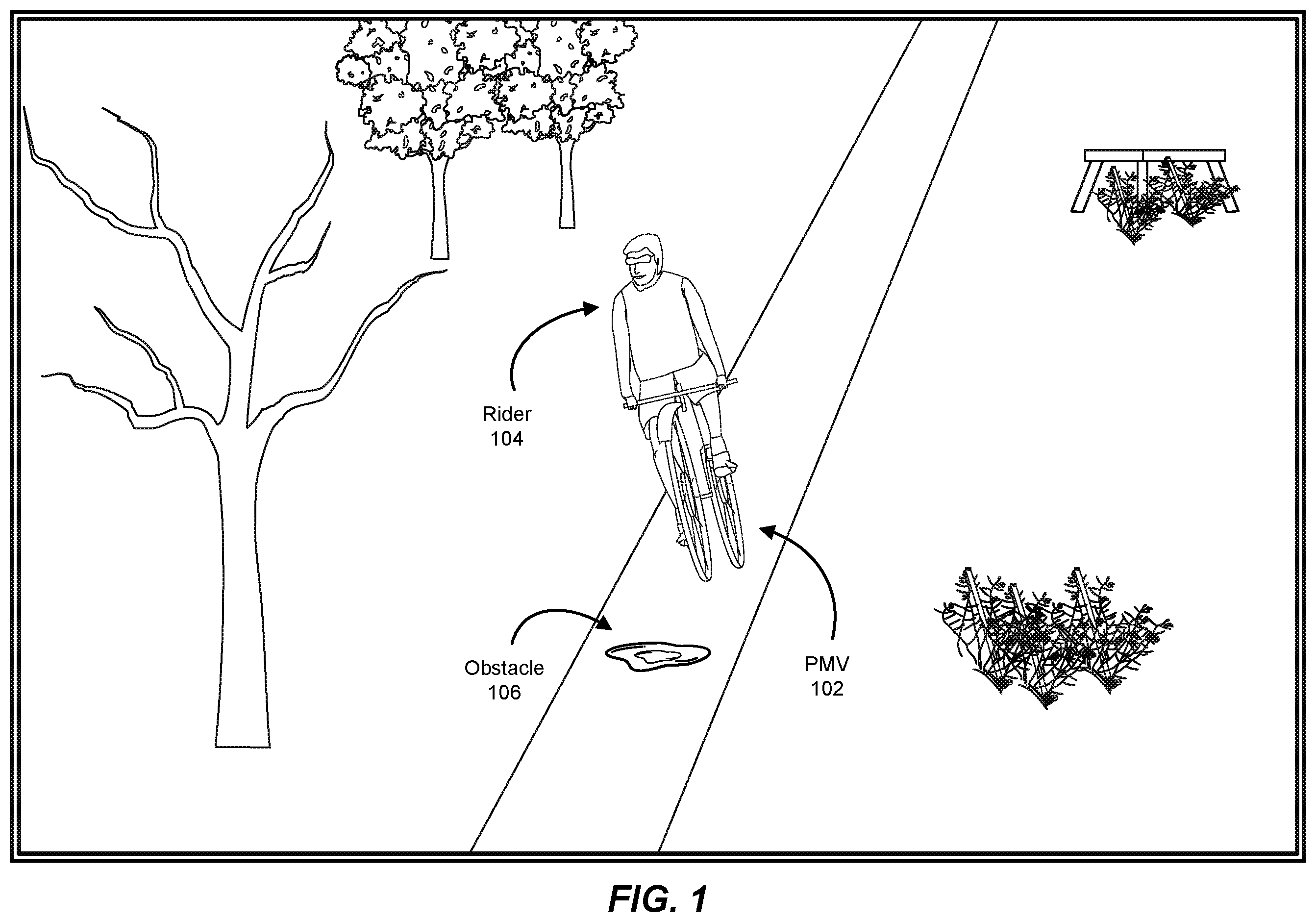 Patent US11814133 Figure 1 – Systems and methods for configuring personal mobility vehicle brakes based on location