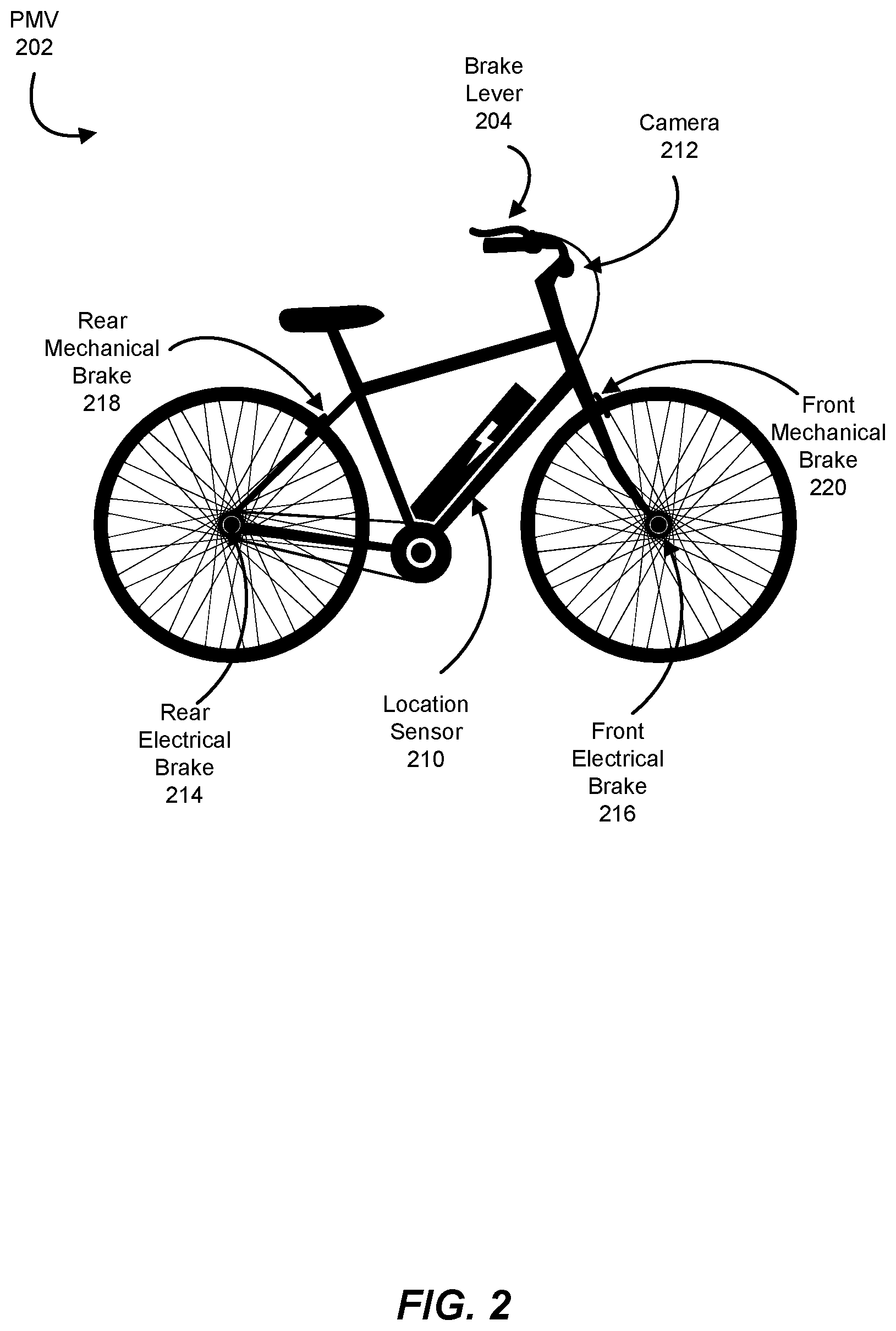 Patent US11814133 Figure 2 – Systems and methods for configuring personal mobility vehicle brakes based on location