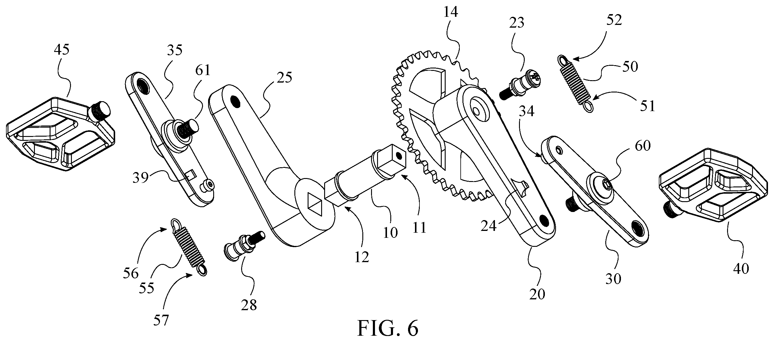 Patent US11814134 Figure 6 – Pivoting crank arm for increased torque