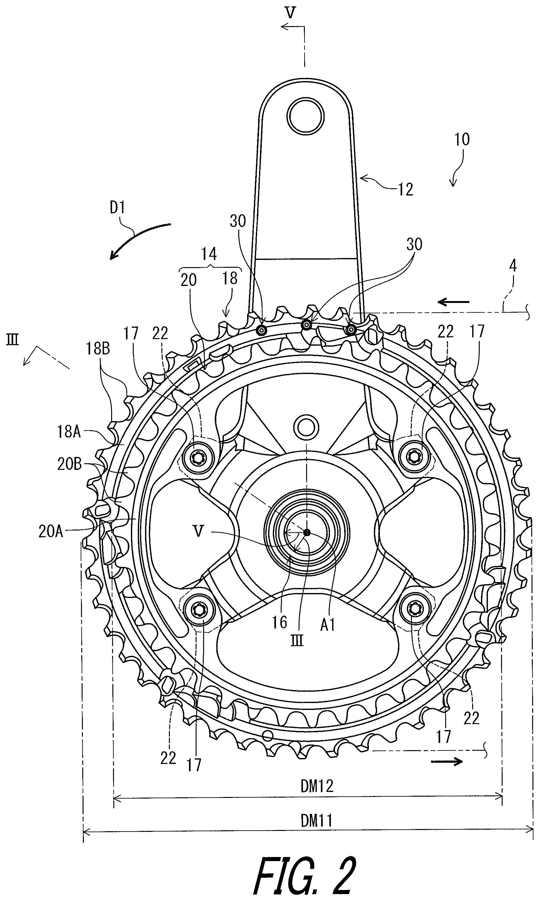 Patent US11814135 Figure 2 – Crank assembly for human powered vehicle