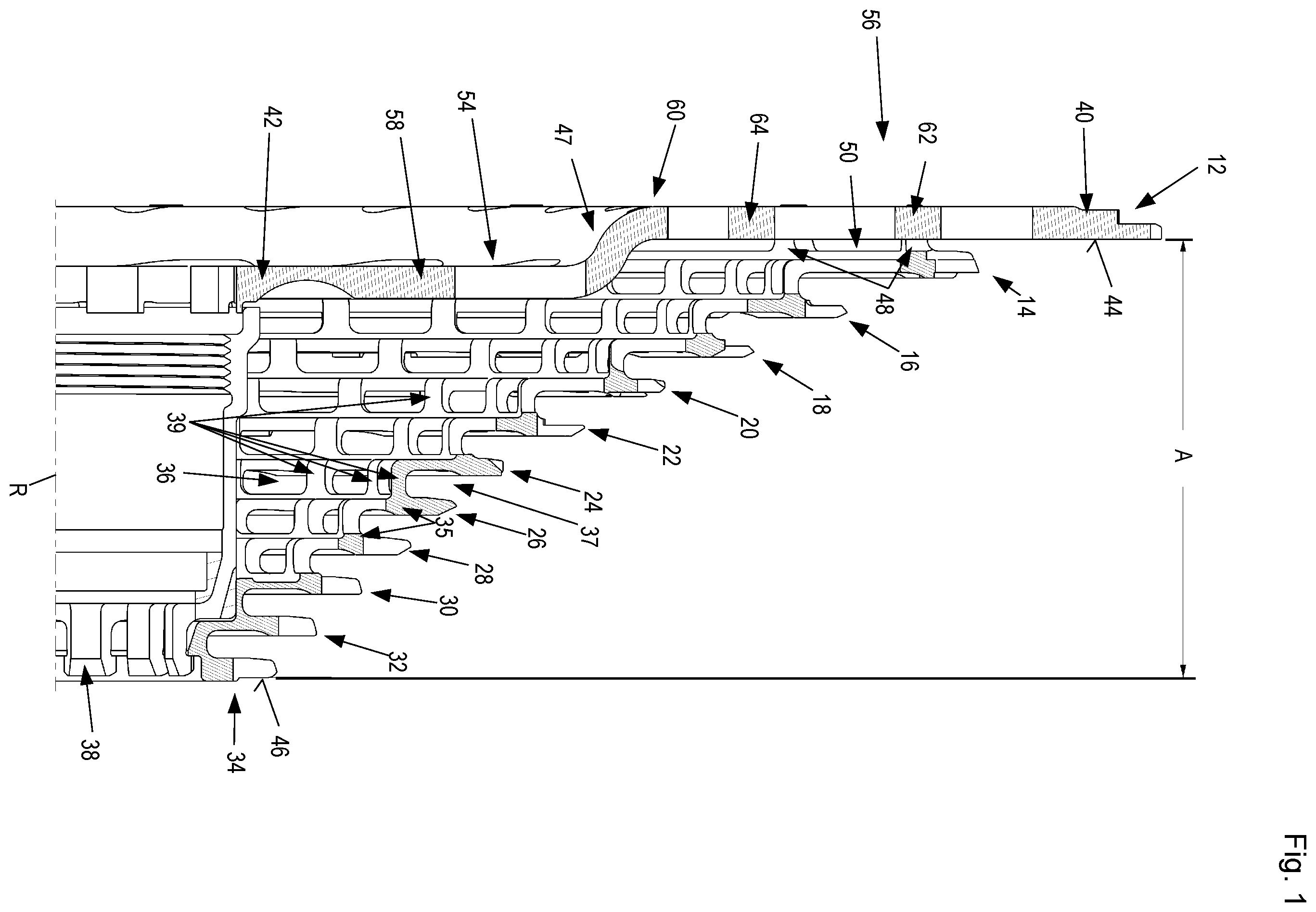 Patent US11814137 Figure 1 – Rear wheel sprocket arrangement