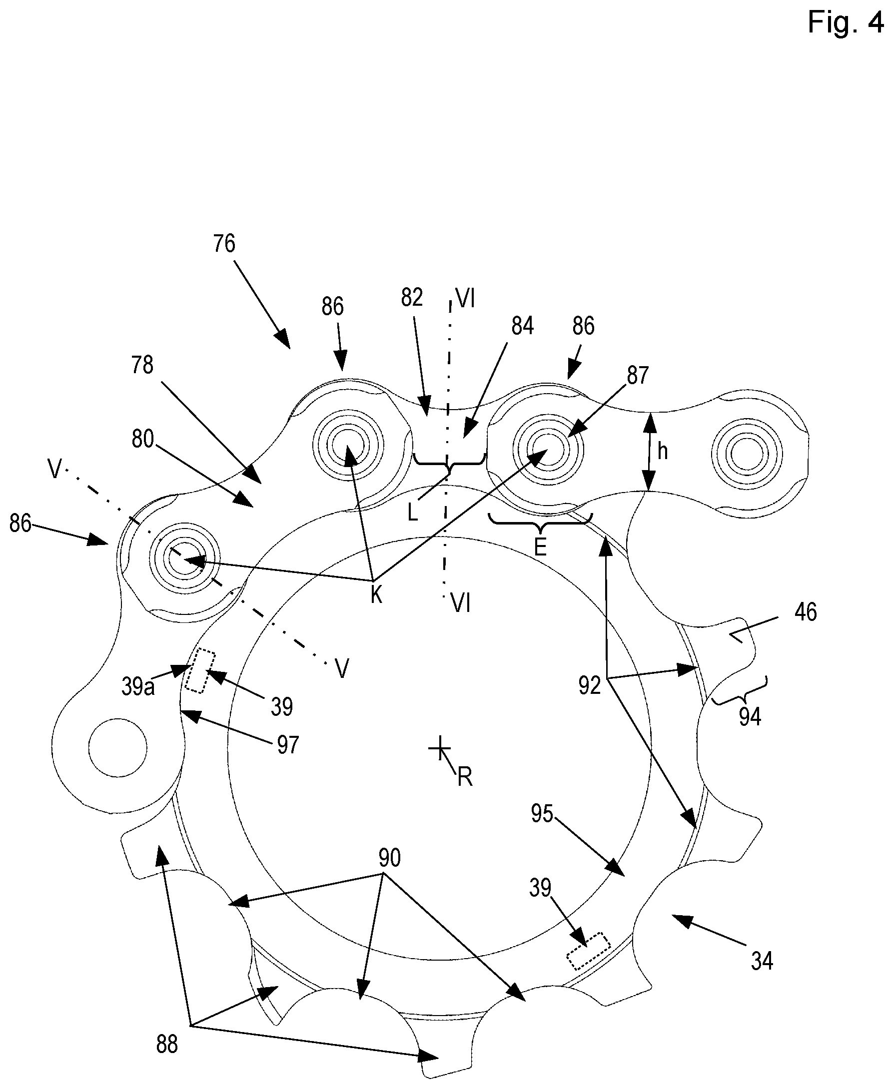 Patent US11814137 Figure 4 – Rear wheel sprocket arrangement