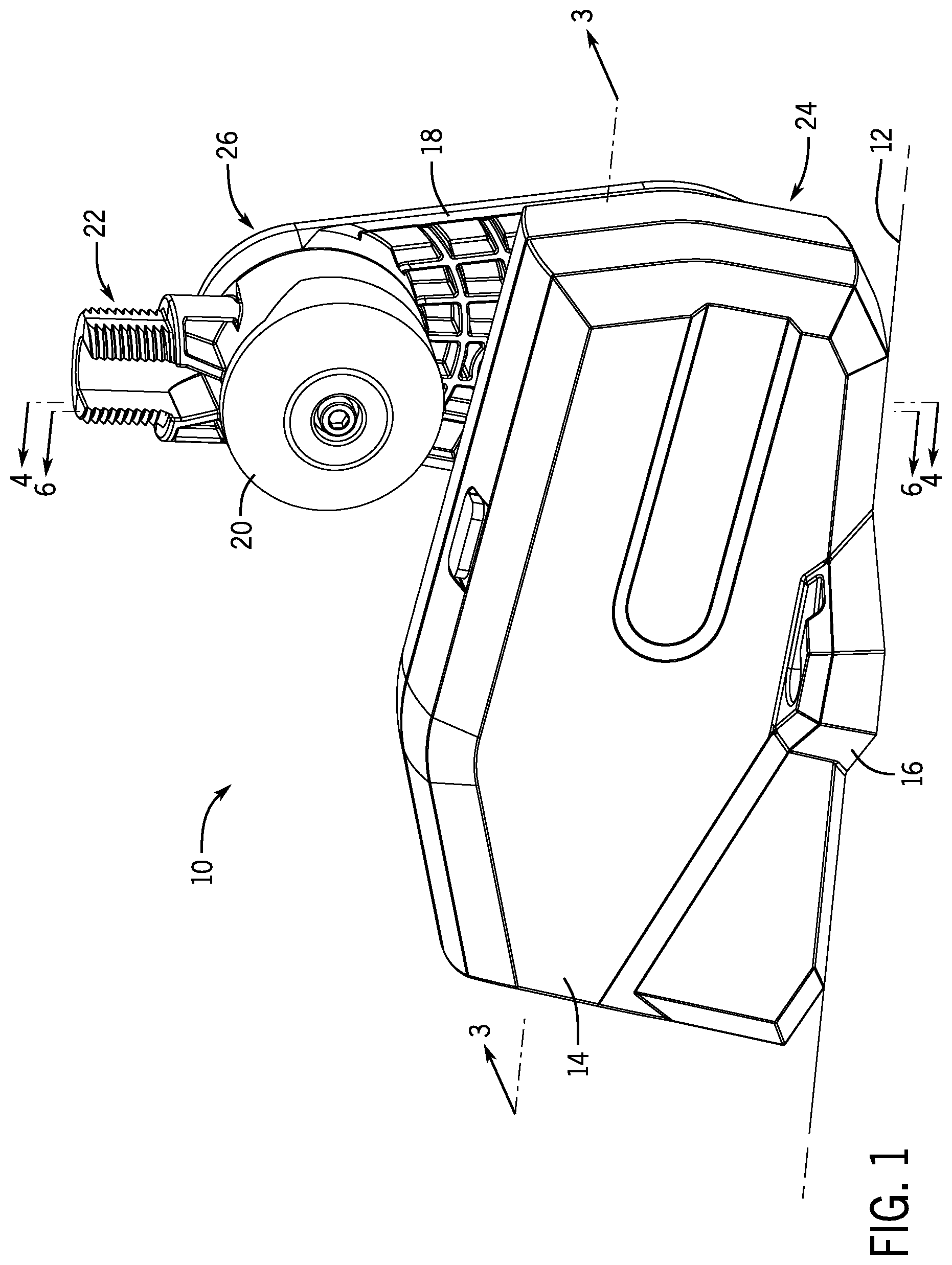Patent US11814139 — Assembly for extending and retracting elongated marine peripheral device — Figure 1