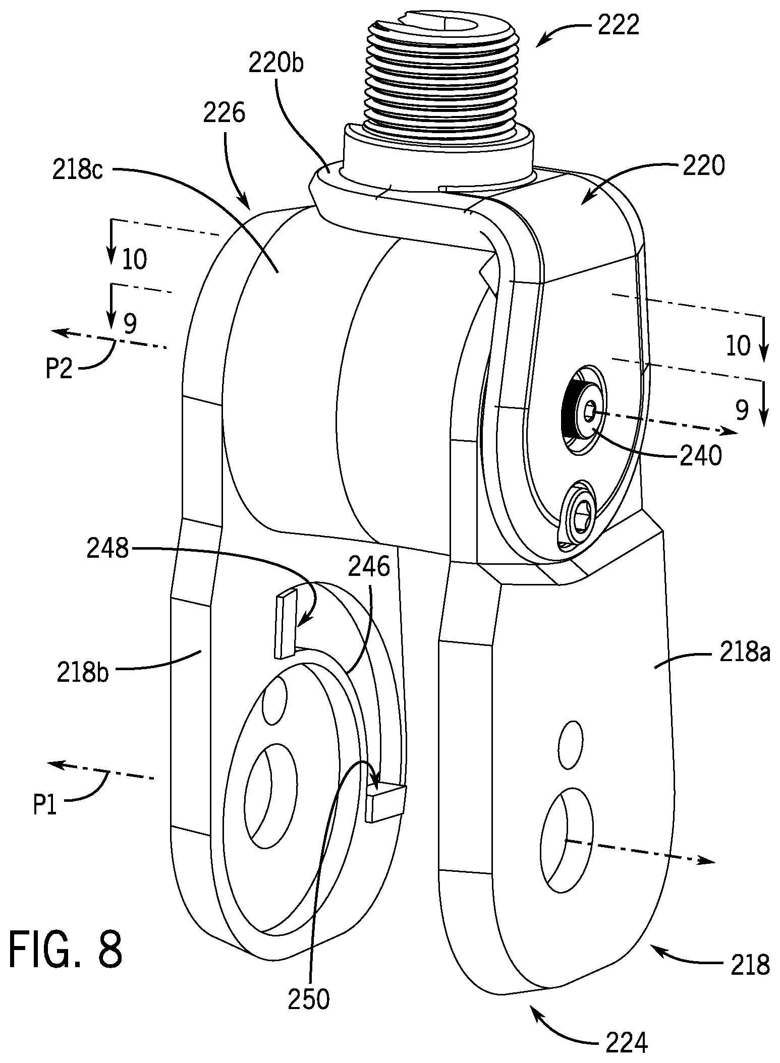 Patent US11814139 Figure 8 – Assembly for extending and retracting elongated marine peripheral device