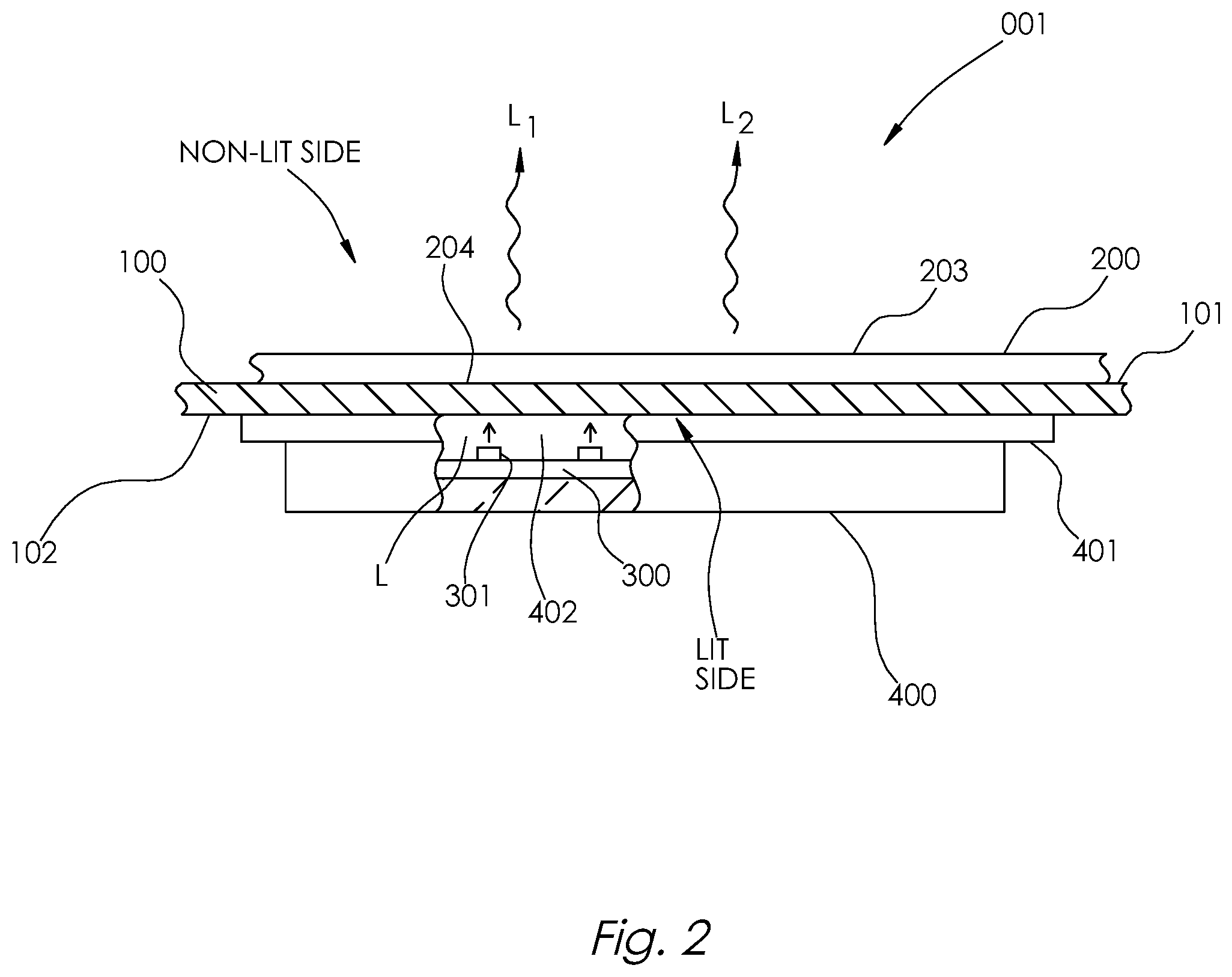 Patent US11814142 Figure 3 – Backlighted surface covering