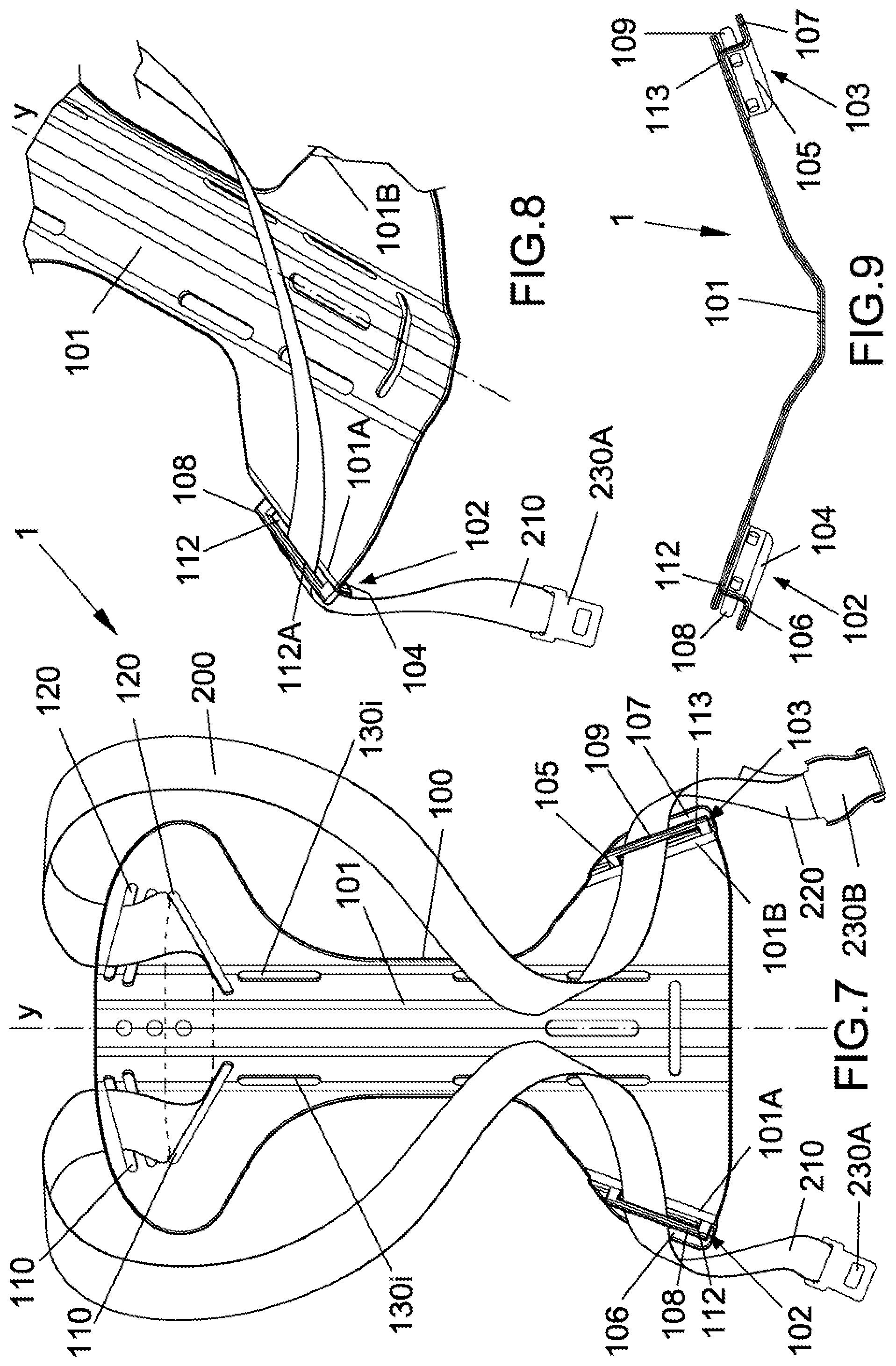 Patent US11814145 Figure 5 – Backrest for scuba diving with a single strap adjustment system