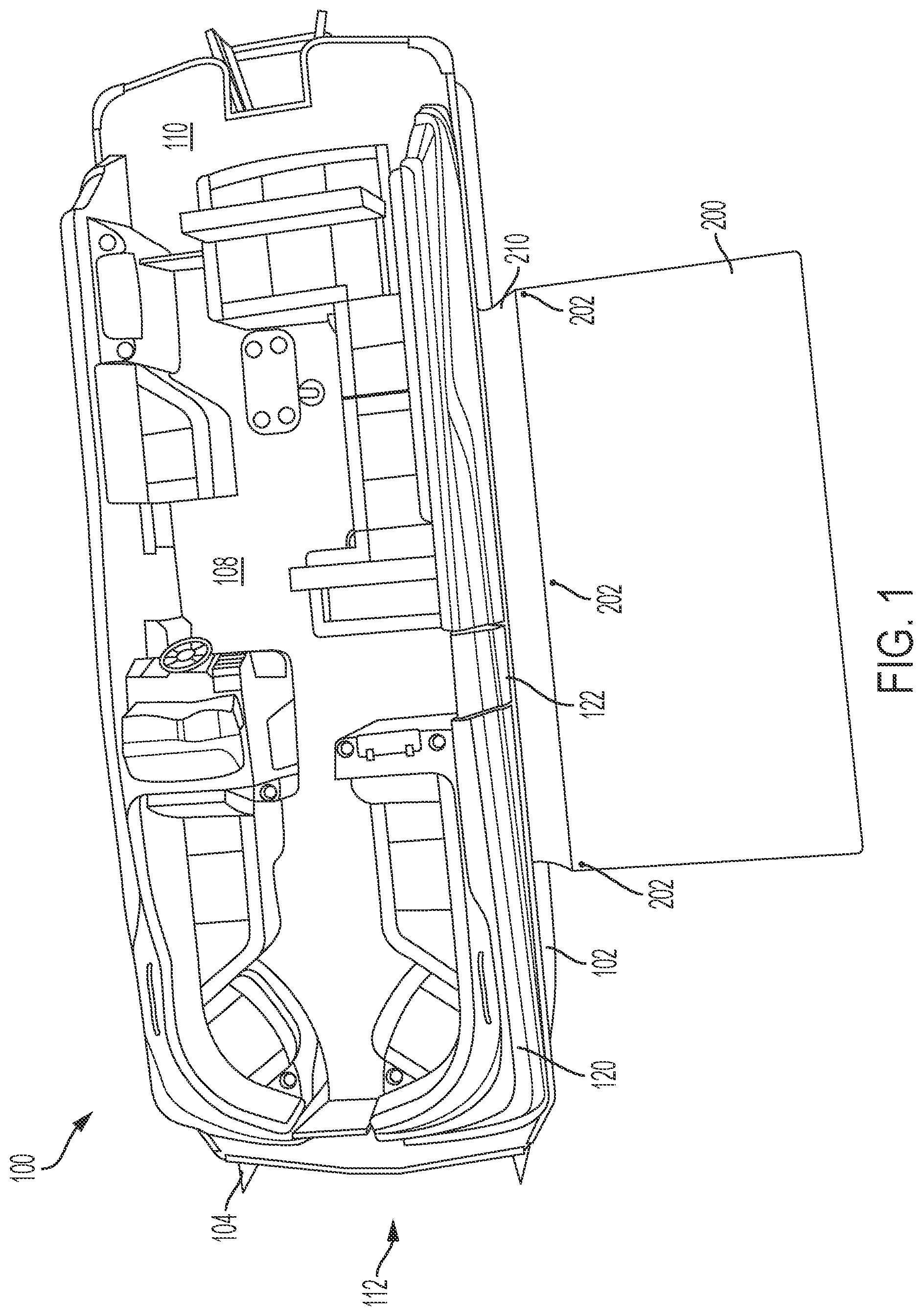 Patent US11814147 — Boat with a water mat — Figure 1